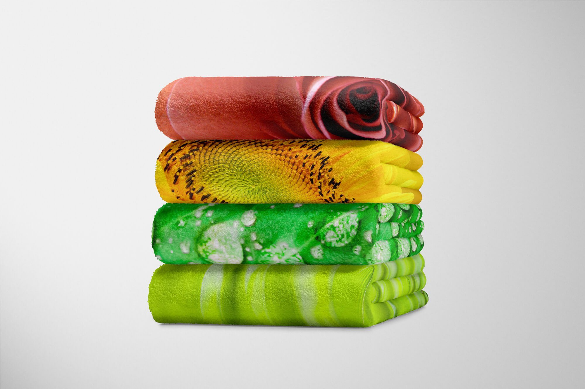 Sinus Art Handtücher Handtuch Handtuch Kuscheldecke grün, Wassertropfen Baumwolle-Polyester-Mix (1-St), Strandhandtuch Saunatuch Fotomotiv mit
