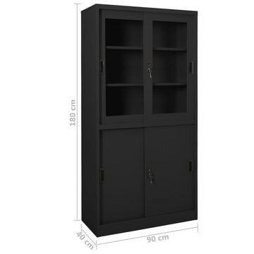 vidaXL Aktenschrank Büroschrank mit Schiebetür Anthrazit 90x40x180 cm Stahl (1-St)