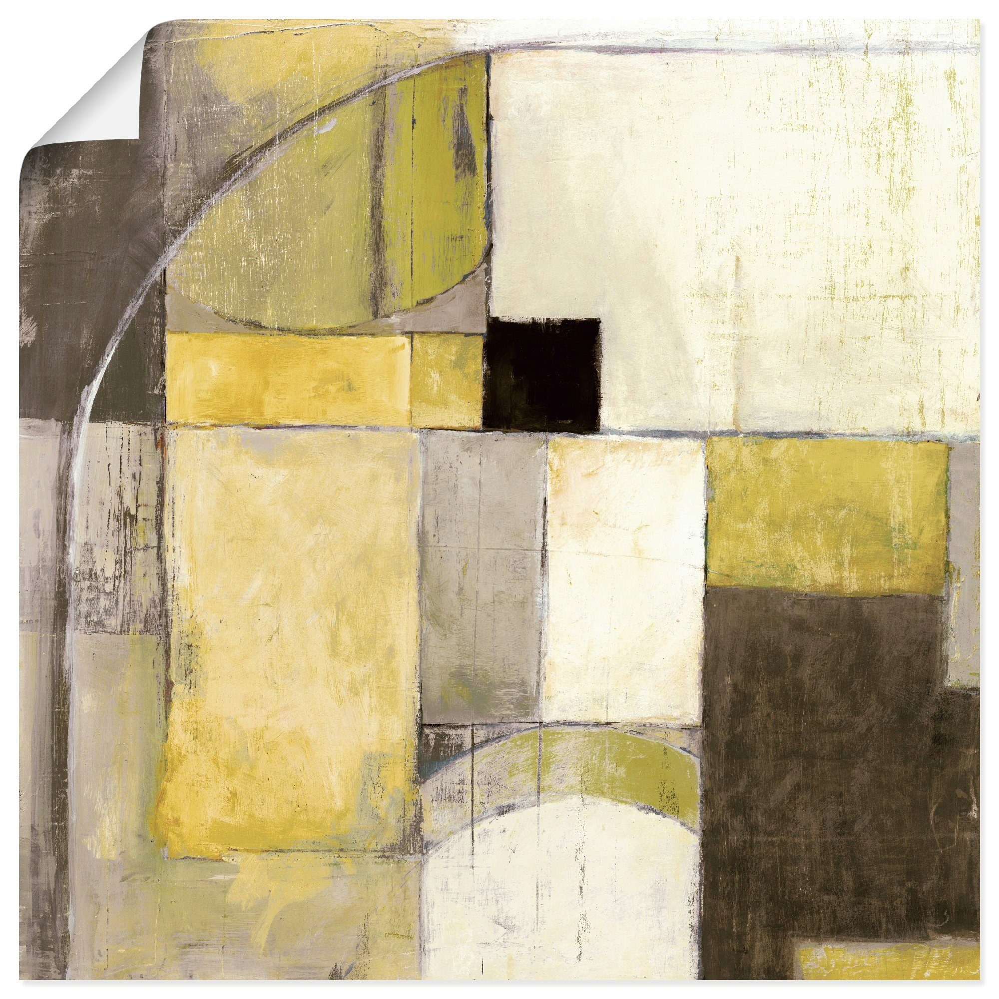 Artland Wandbild Gelb-Grauer Übergang, Muster (1 St), als Leinwandbild, Wandaufkleber oder Poster in versch. Größen