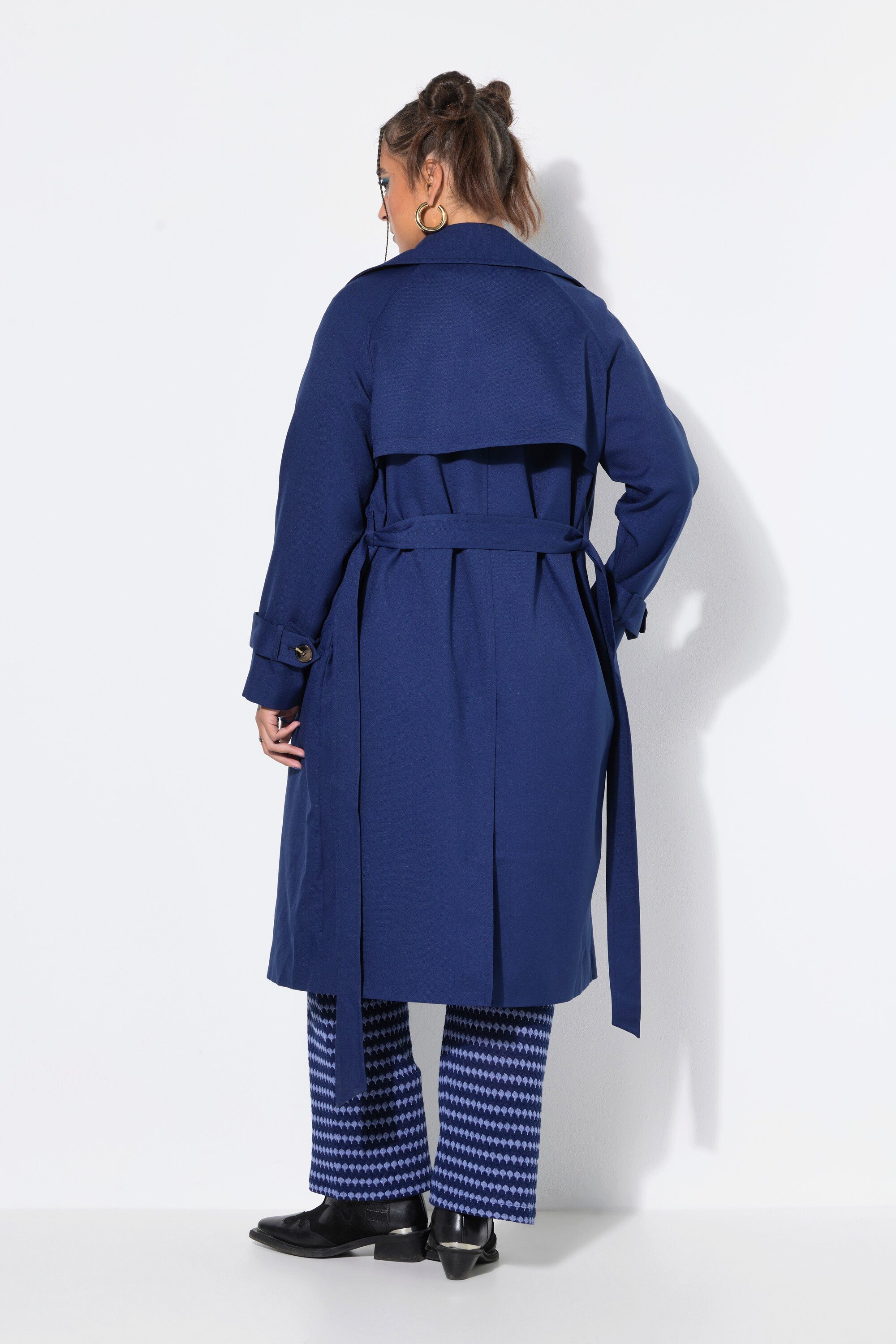 Studio Untold Wintermantel Trenchcoat leicht oversized Revers Bindegürtel