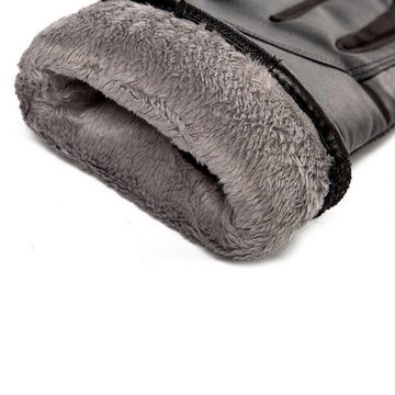 COFI 1453 Fäustlinge Isolierte Herren-Handyhandschuhe aus PU-Leder Warmhaltend für Winter