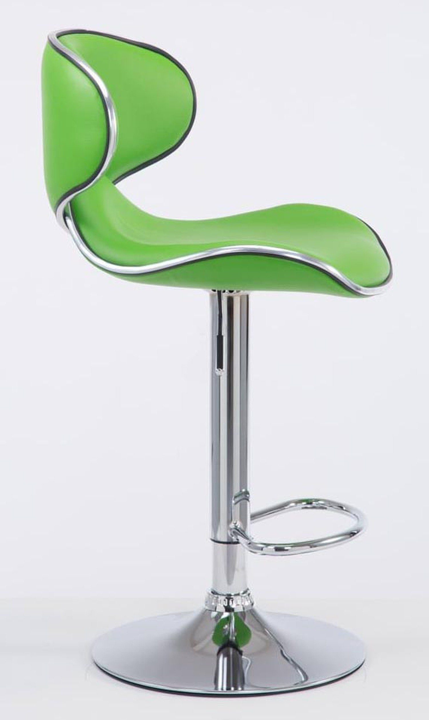 TPFLiving Barhocker Las-Palmas (Set, & drehbar für mit - - Kunstleder hoher - Küche), Metall Hocker 360° Grün - Theke höhenverstellbar Gestell: 2 chrom Rückenlehne Sitzfläche: St