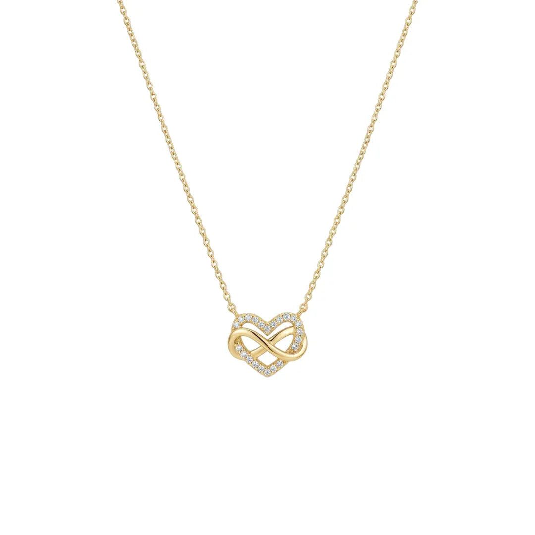 Suzan Gold Kette mit Anhänger Unendlichkeit Herz Kette 925 Sterling Silber – Elegante Silberkette