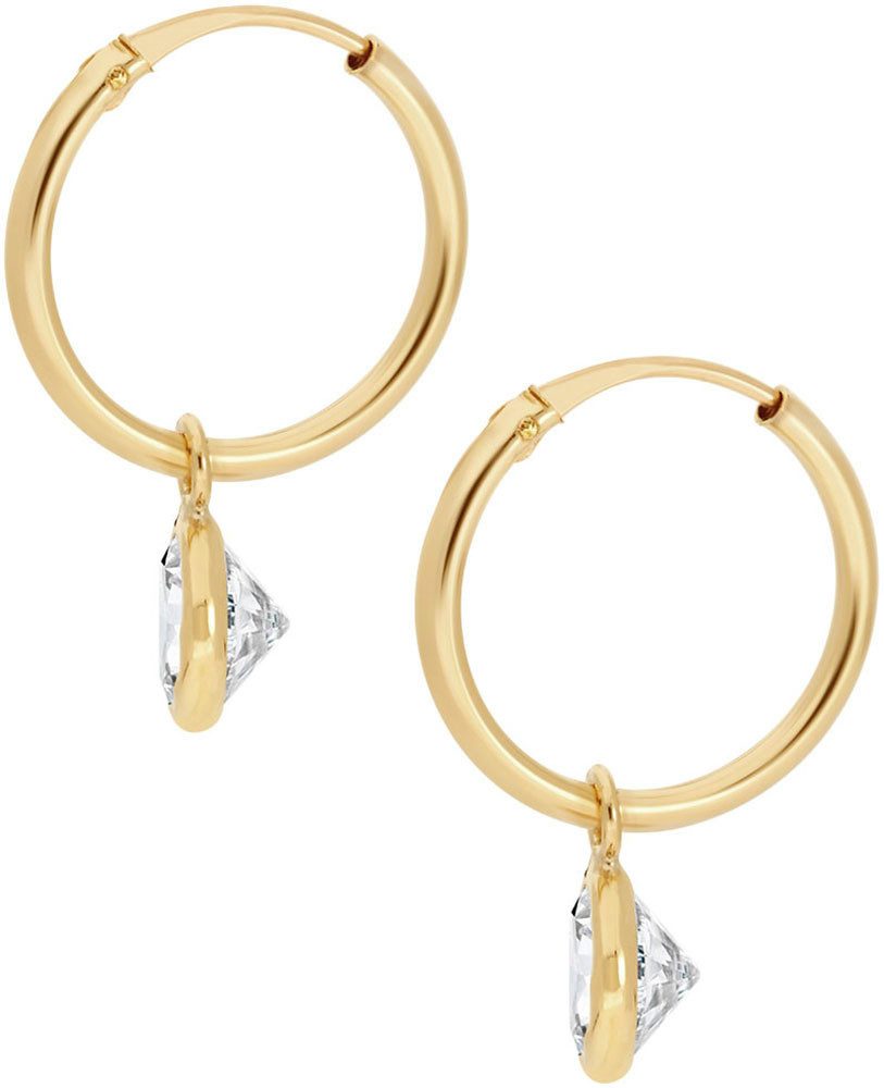 Firetti Paar Creolen Schmuck Geschenk Gold 375 Ohrschmuck Ohrringe Solitär, mit Zirkonia (synth) - Einhänger abnehmbar