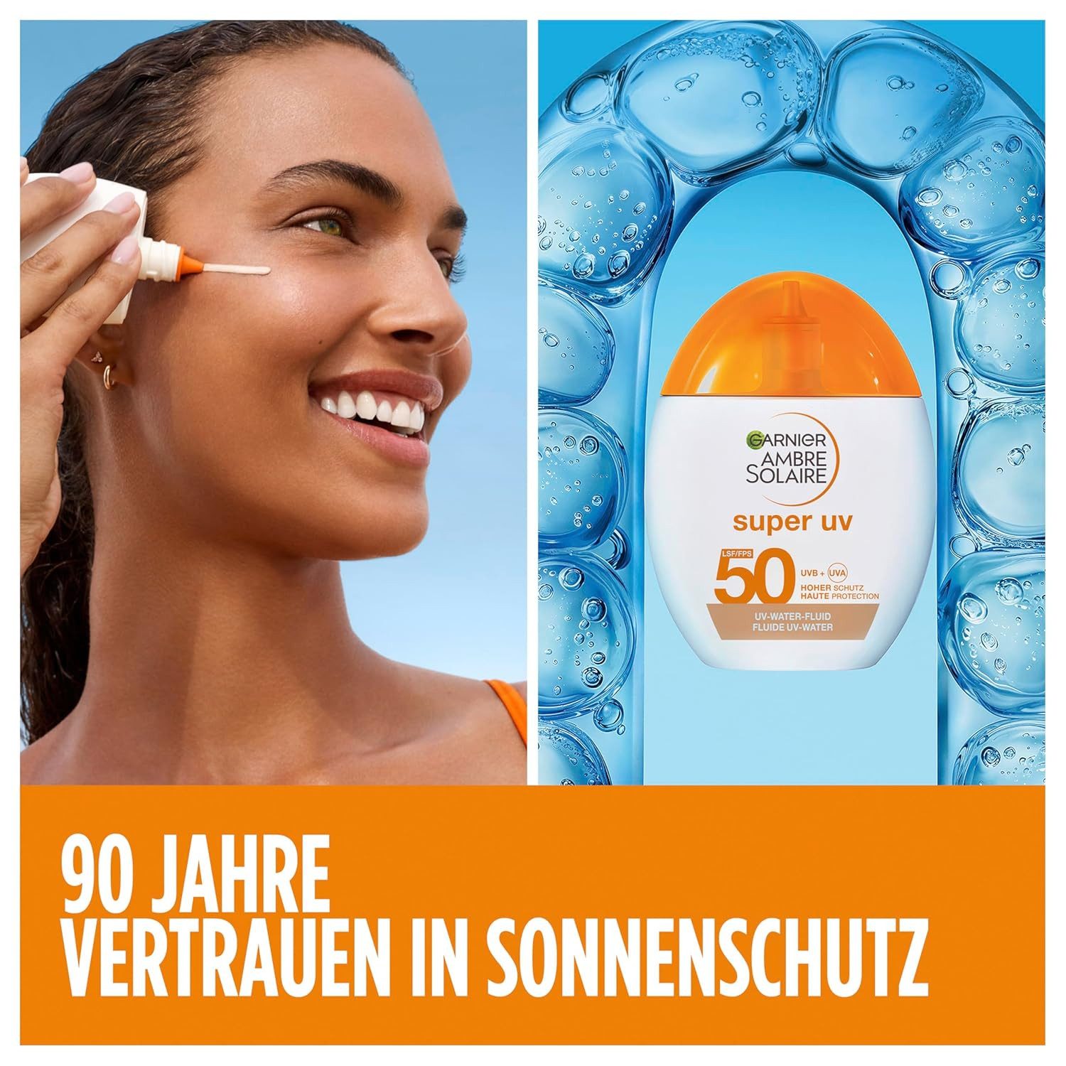 GARNIER Getönte Gesichtscreme Ambre Solaire Super UV UV-Water-Fluid LSF 50