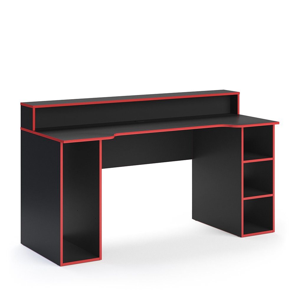 Schwarz Gamingtisch RONI Computertisch Schreibtisch Vicco Rot