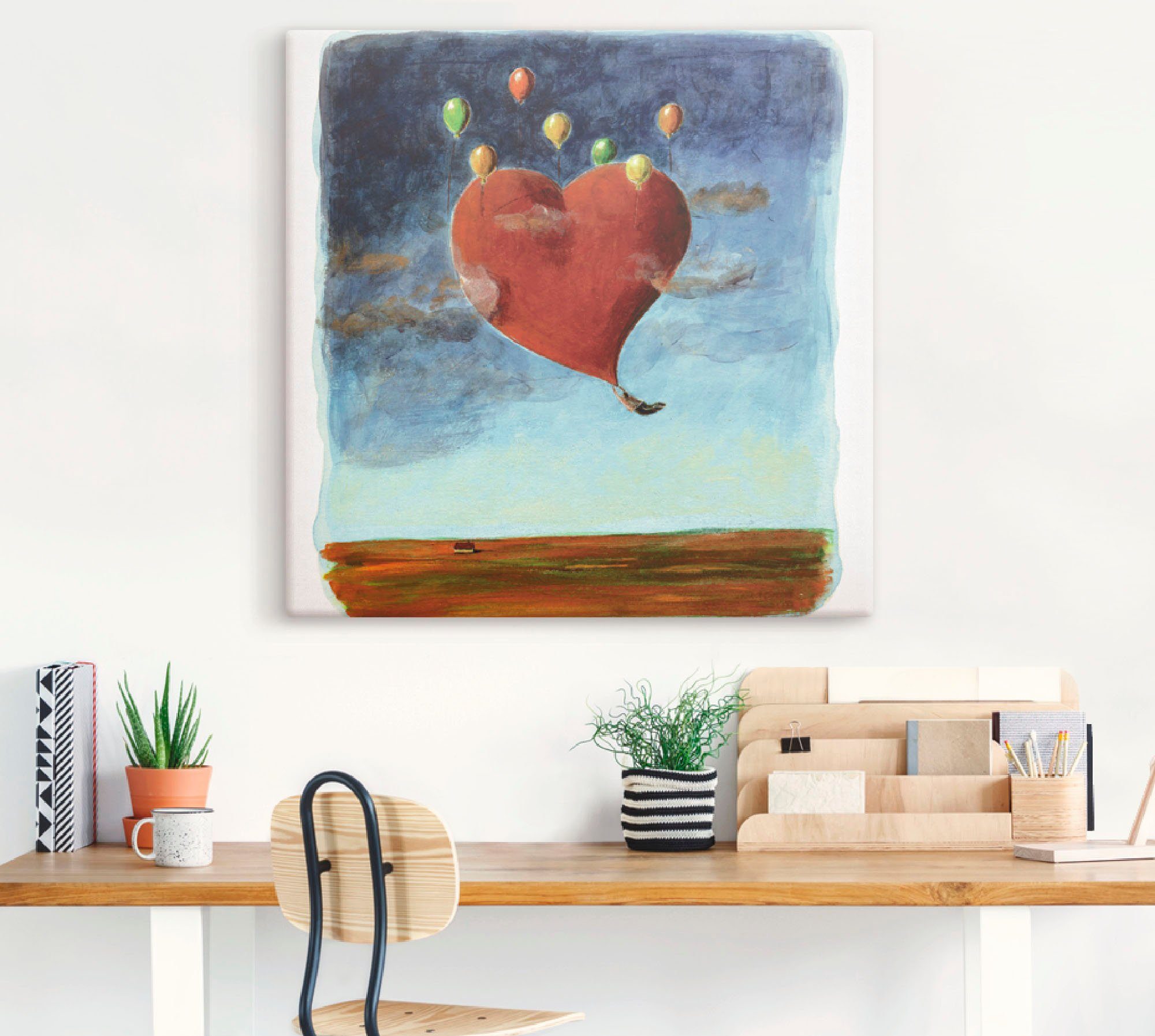 oder St), Größen Leinwandbild, Herzen Herz, Wandbild Artland (1 Wandaufkleber in Fliegendes versch. Poster als