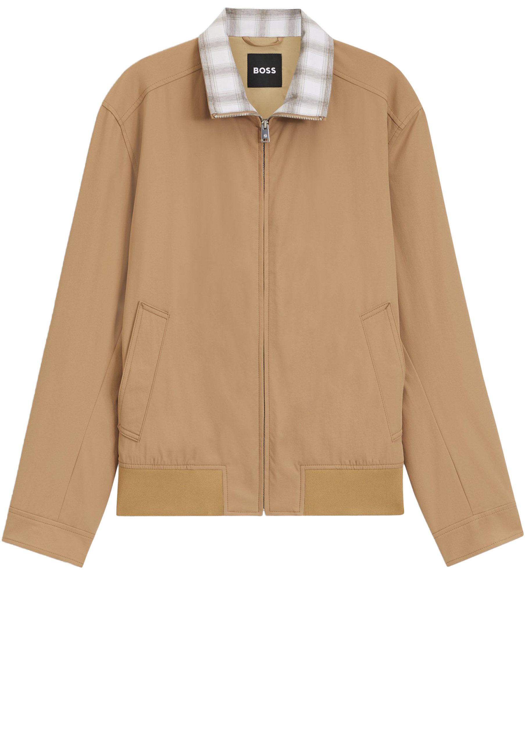 BOSS Outdoorjacke Cevor mit kariertem Kragen (1-St)