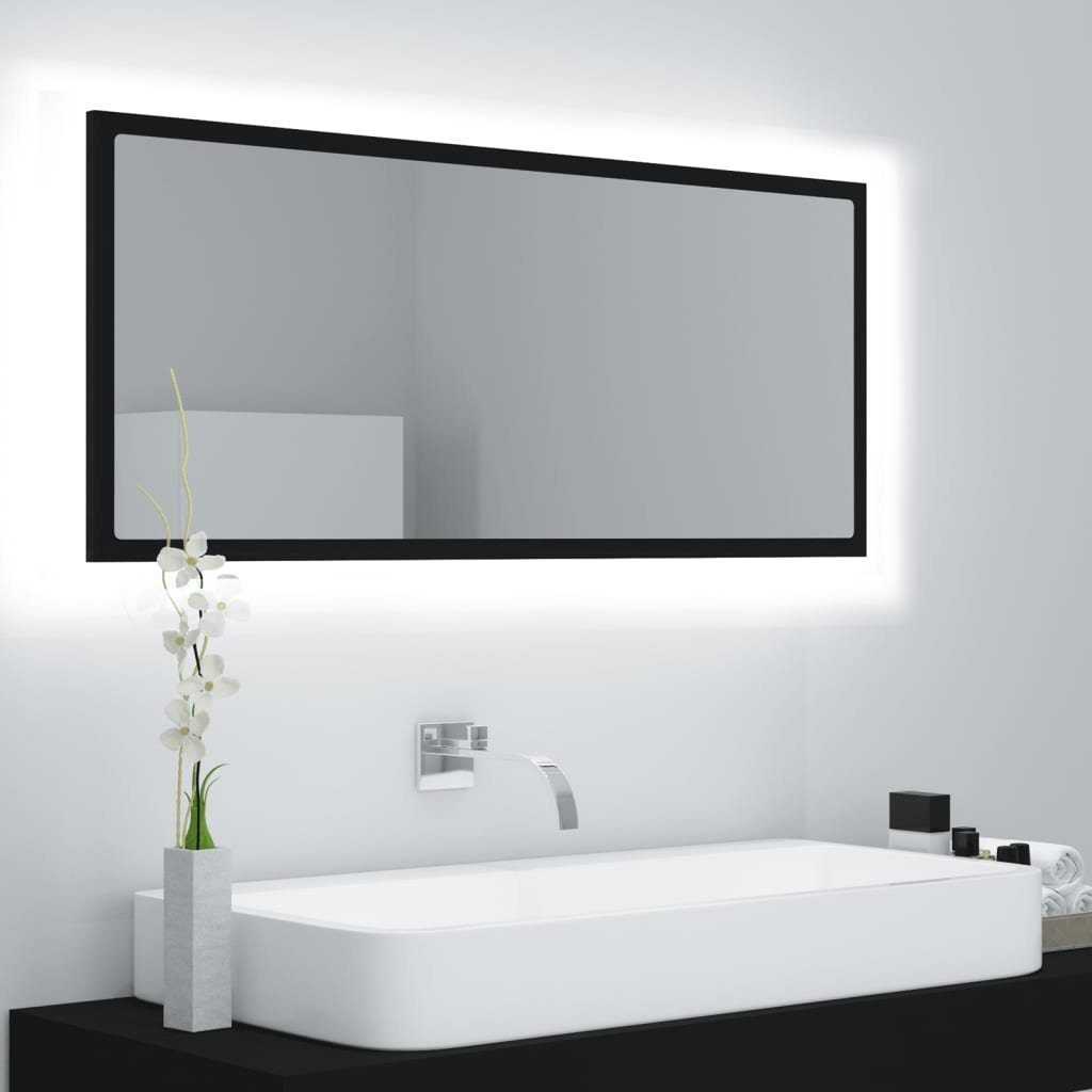 vidaXL Badezimmerspiegelschrank LED-Badspiegel Schwarz 100x8,5x37 cm Acryl (1-St)