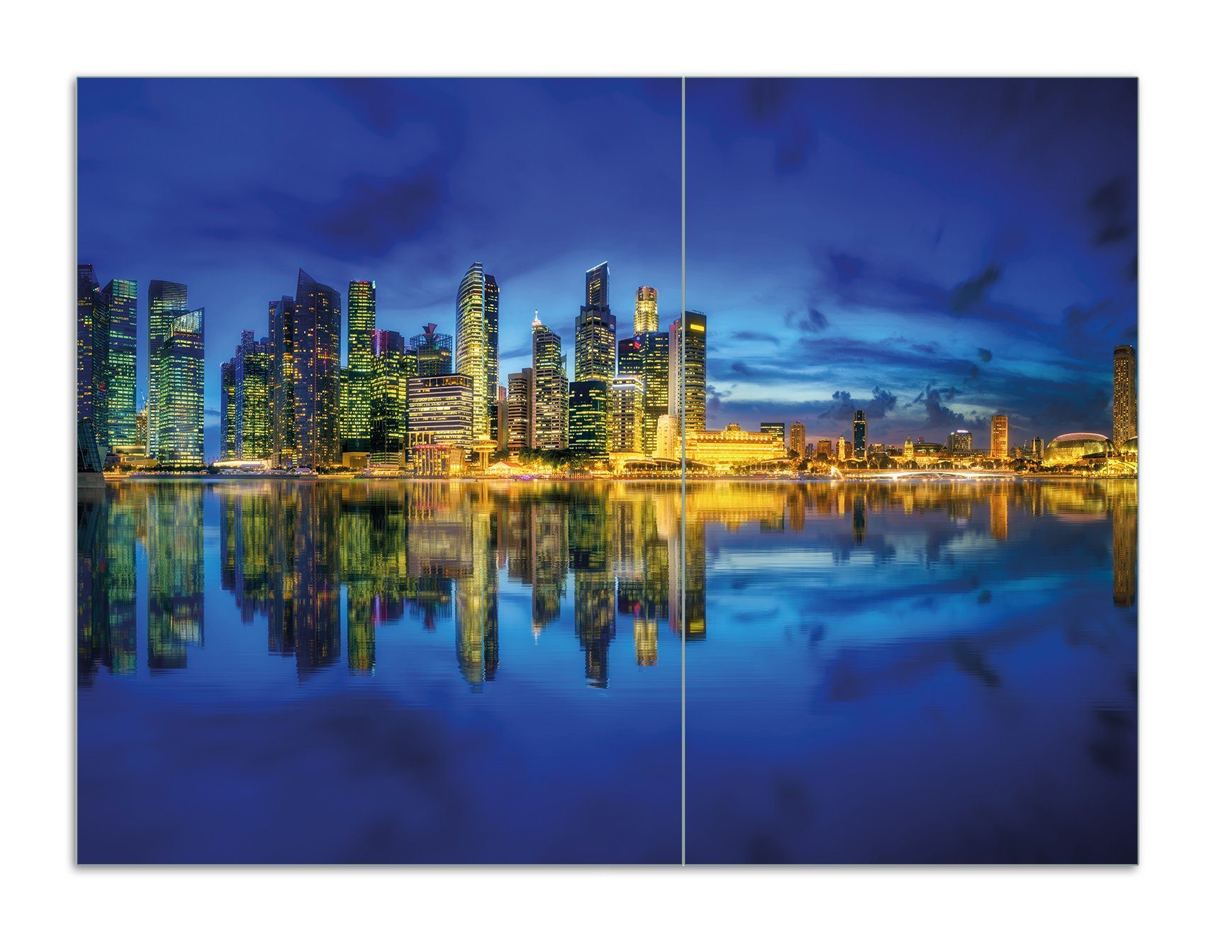 ESG-Sicherheitsglas, 2 Abenddämmerung, 5mm Skyline inkl. Größen Herd-Abdeckplatte tlg., von (Glasplatte, Wallario in Noppen), Singapur der verschiedene
