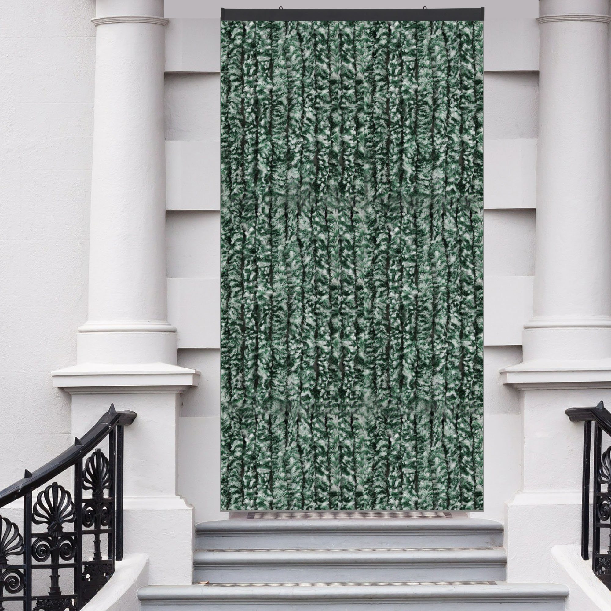 Dunkelgrün/Weiß Arsvita, weiß, viele Öse dunkelgrün St), (1 cm Flauschvorhang 160x200 Flauschi, Farben Meliert - in Meliert Türvorhang