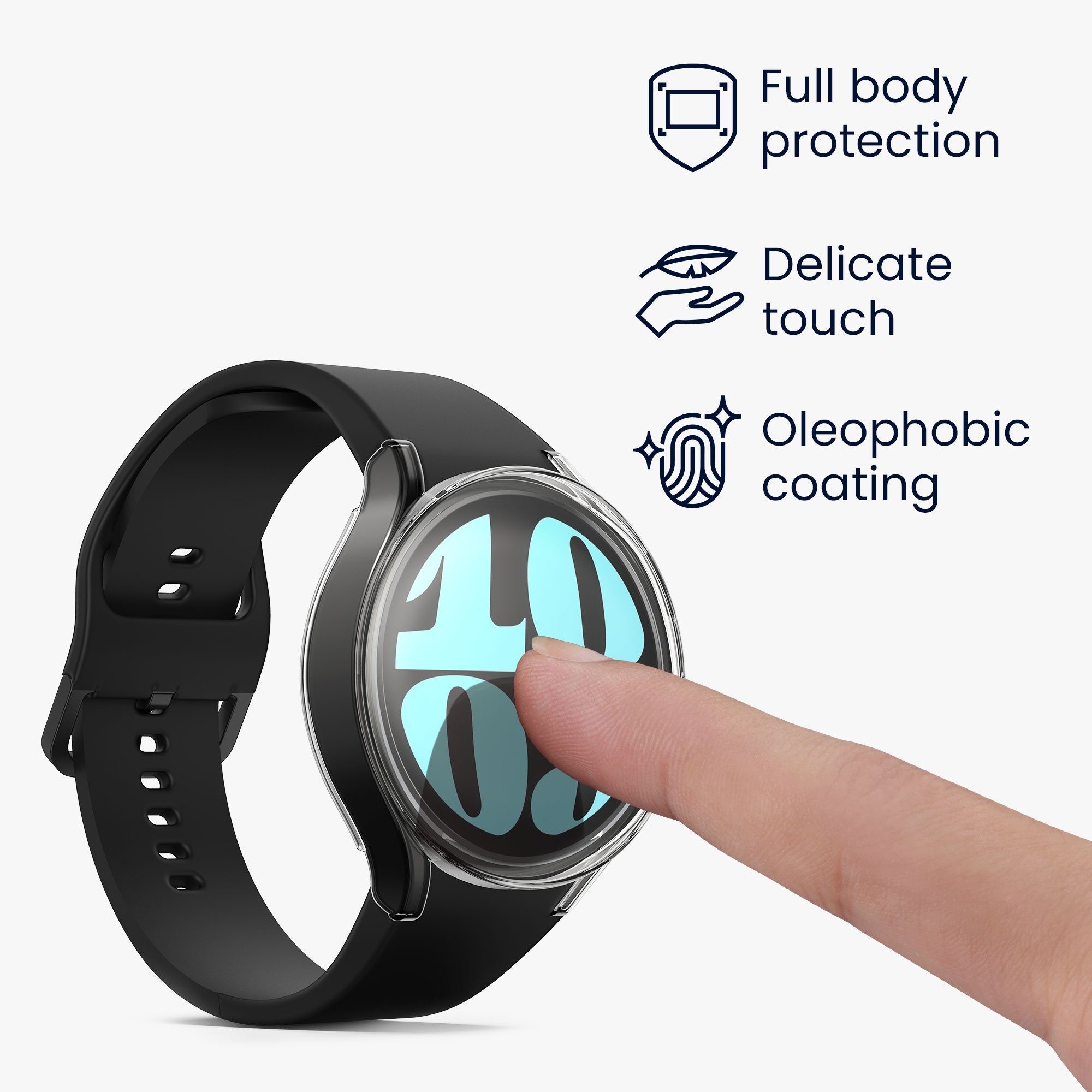 kwmobile 2x Silikon Hülle für Samsung Galaxy Watch 6 40mm Smartwatch, 2-tlg., Schutzhülle Fullbody Display Cover Set aus Silikon