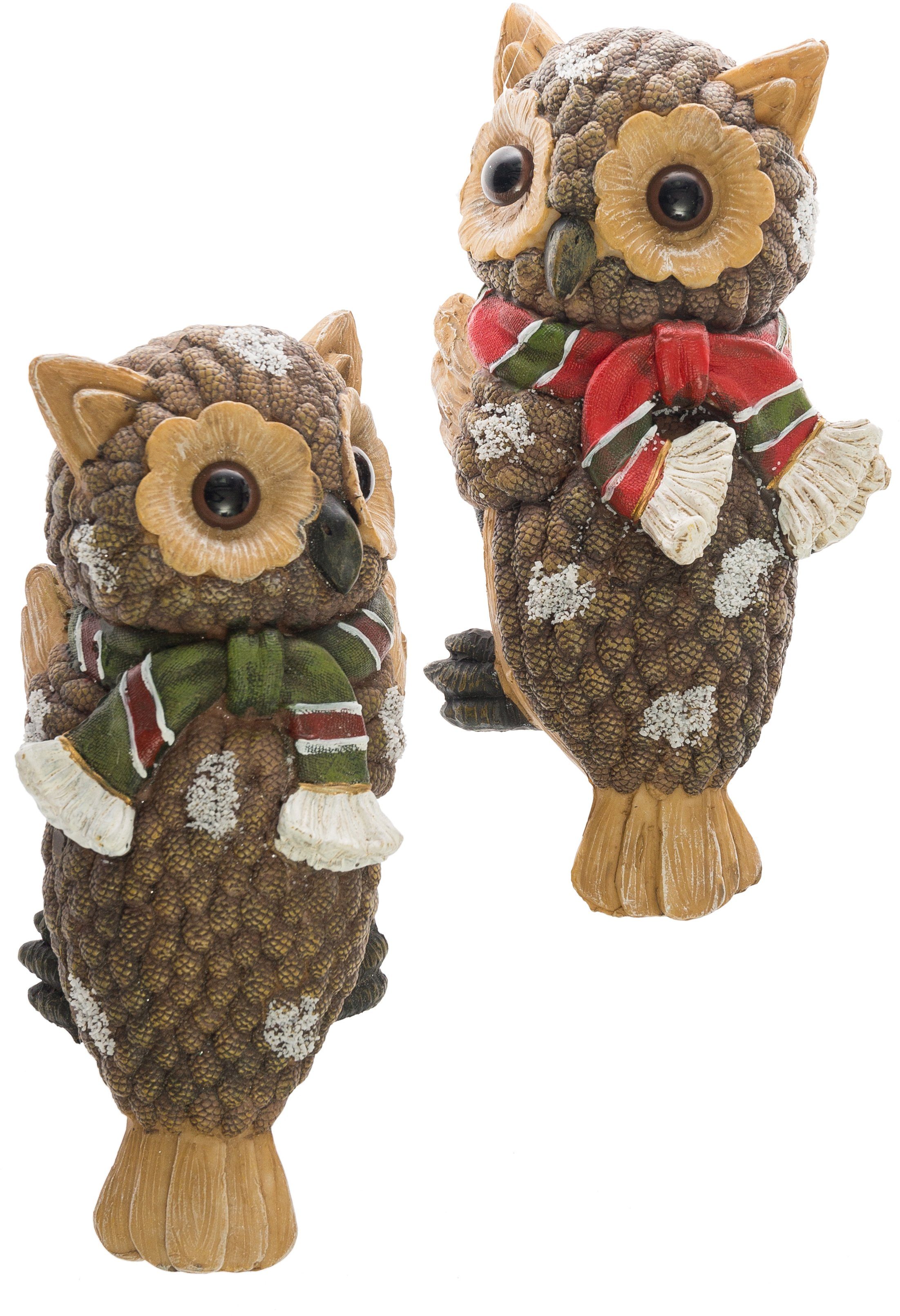 Myflair Möbel & Accessoires Dekofigur Weihnachtsdeko aussen (Set, 2 St),  Regenrinnen Dekoration Eulen, Höhe ca. 25 cm