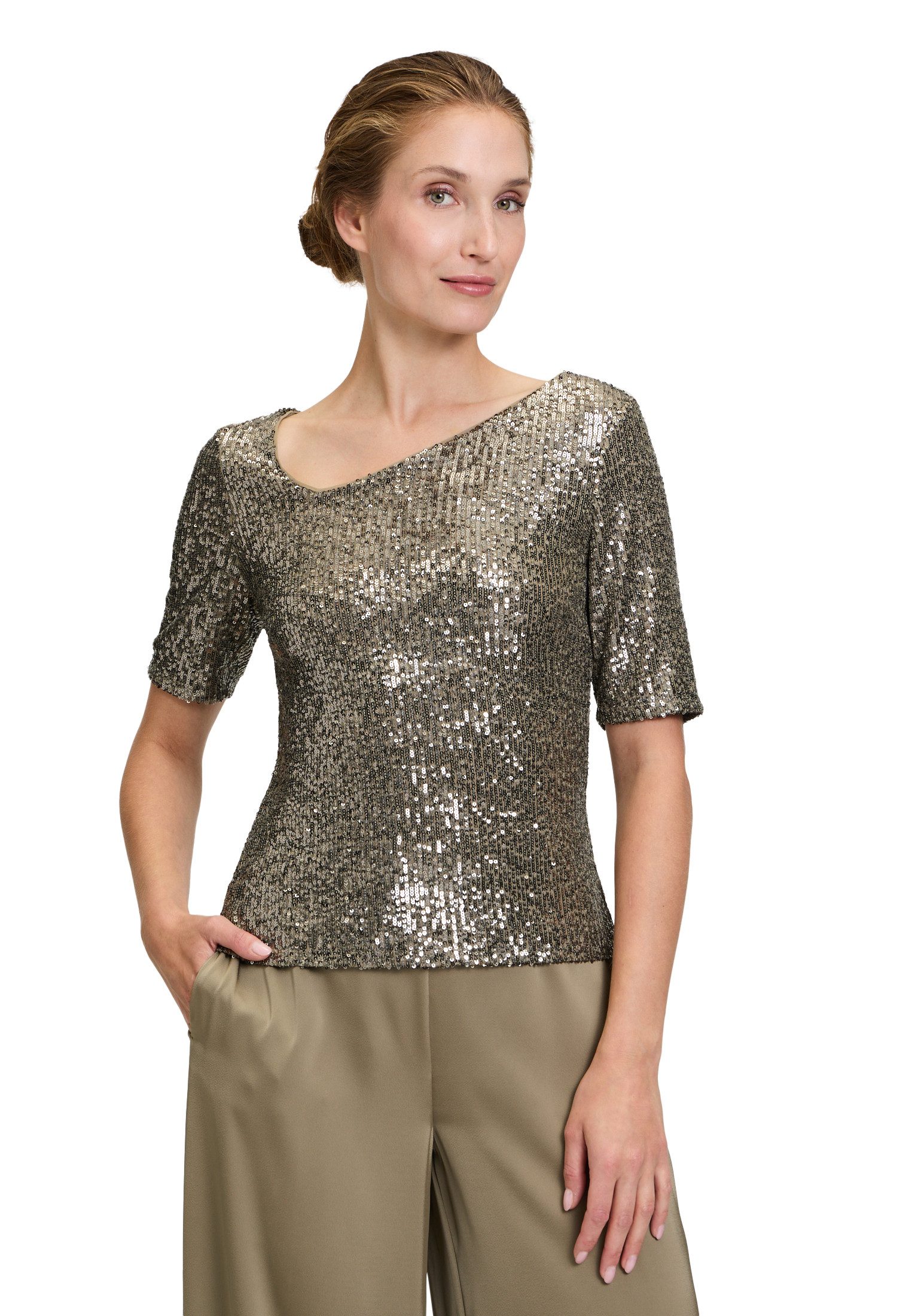 Vera Mont Kurzarmshirt Vera Mont Pailletten-Top günstig online kaufen
