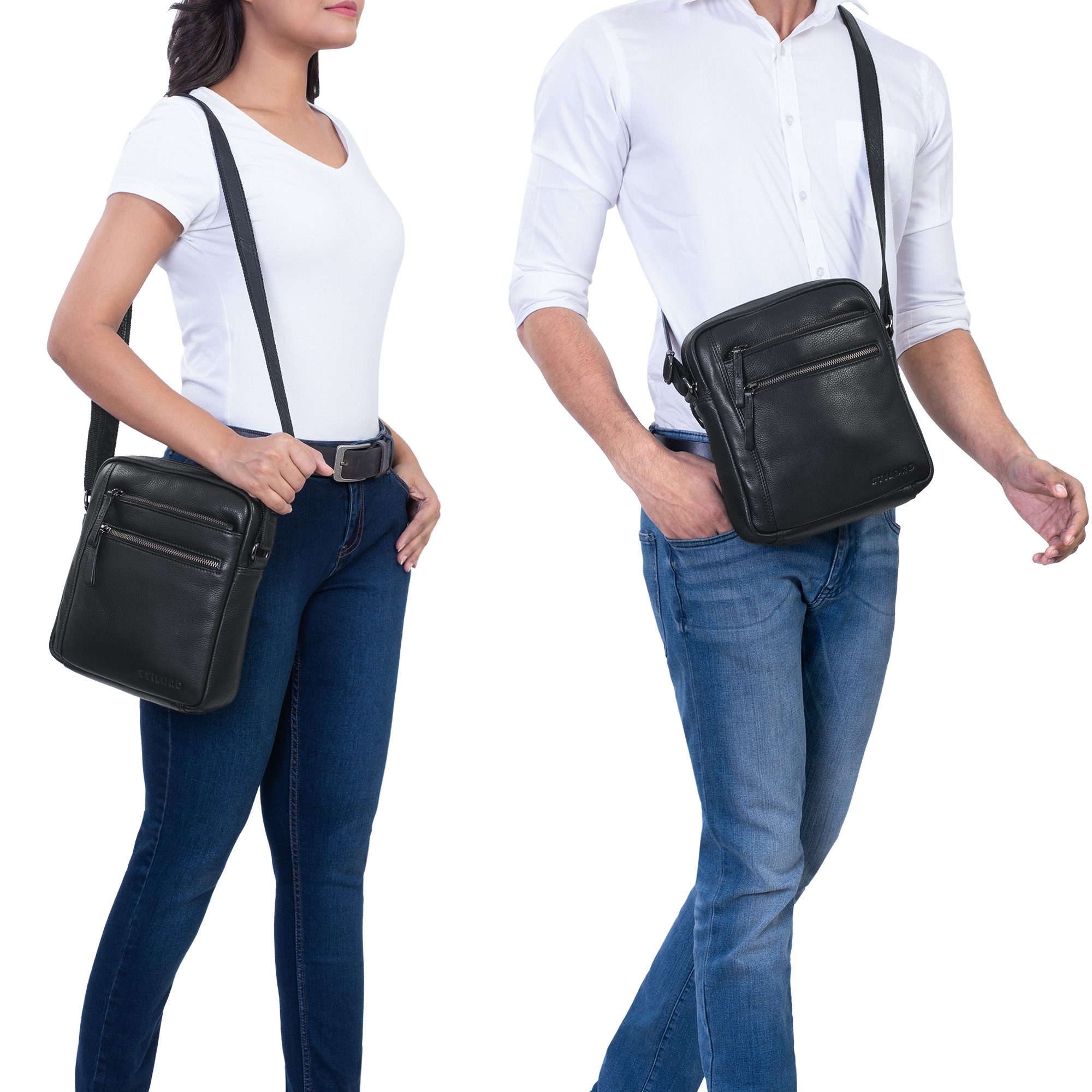 STILORD Schultertasche "Garcia" Kleine Umhängetasche Echtleder