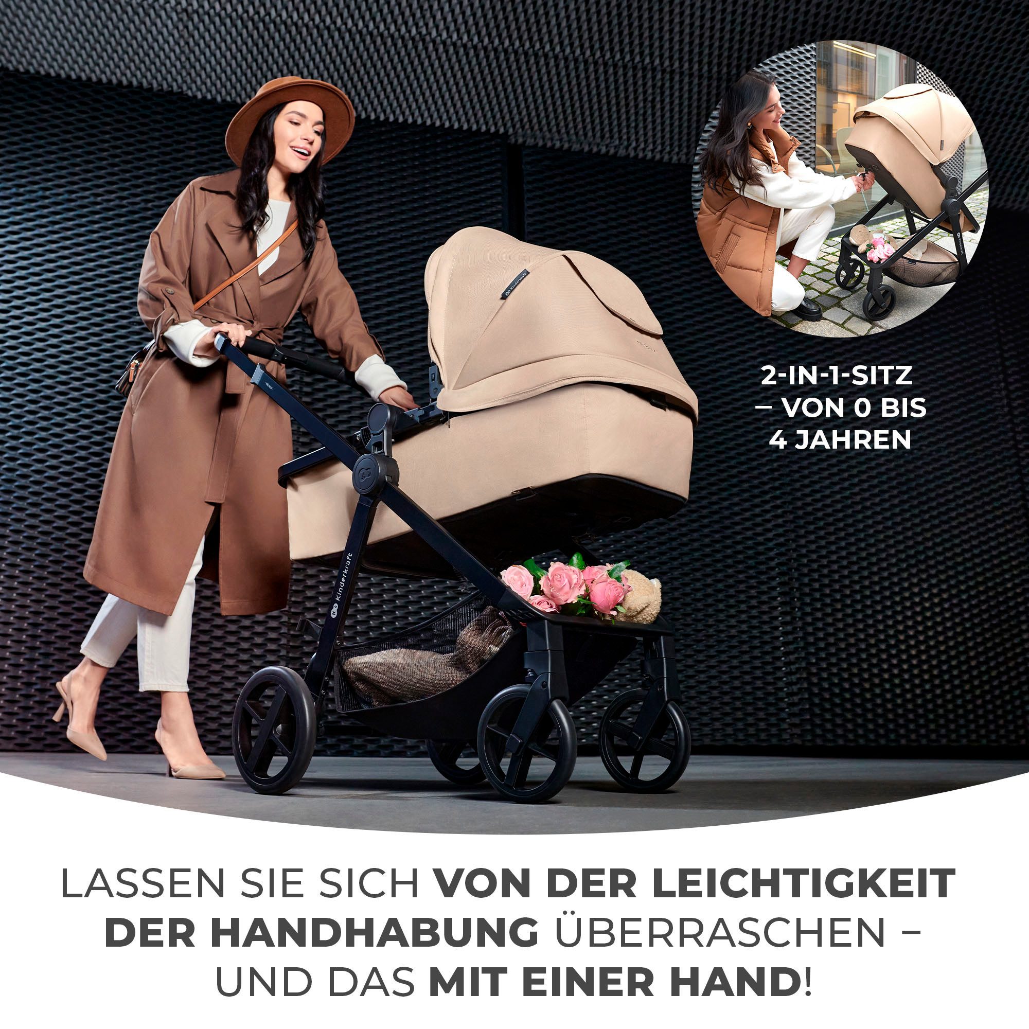 Kinderkraft Kombi-Kinderwagen NEWLY 3IN1 MINK PRO, (Set)