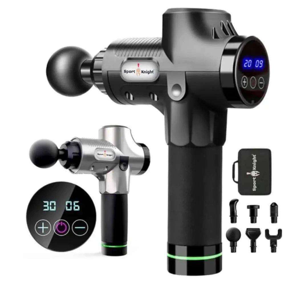 Sport-Knight® Massagepistole Massagegerät LCD-Touch-Display, Besser & Stärker, mit 6 Aufsätzen, Massagegerät-Set, Inkl. 6 Massageaufsätzen & Ladekabel