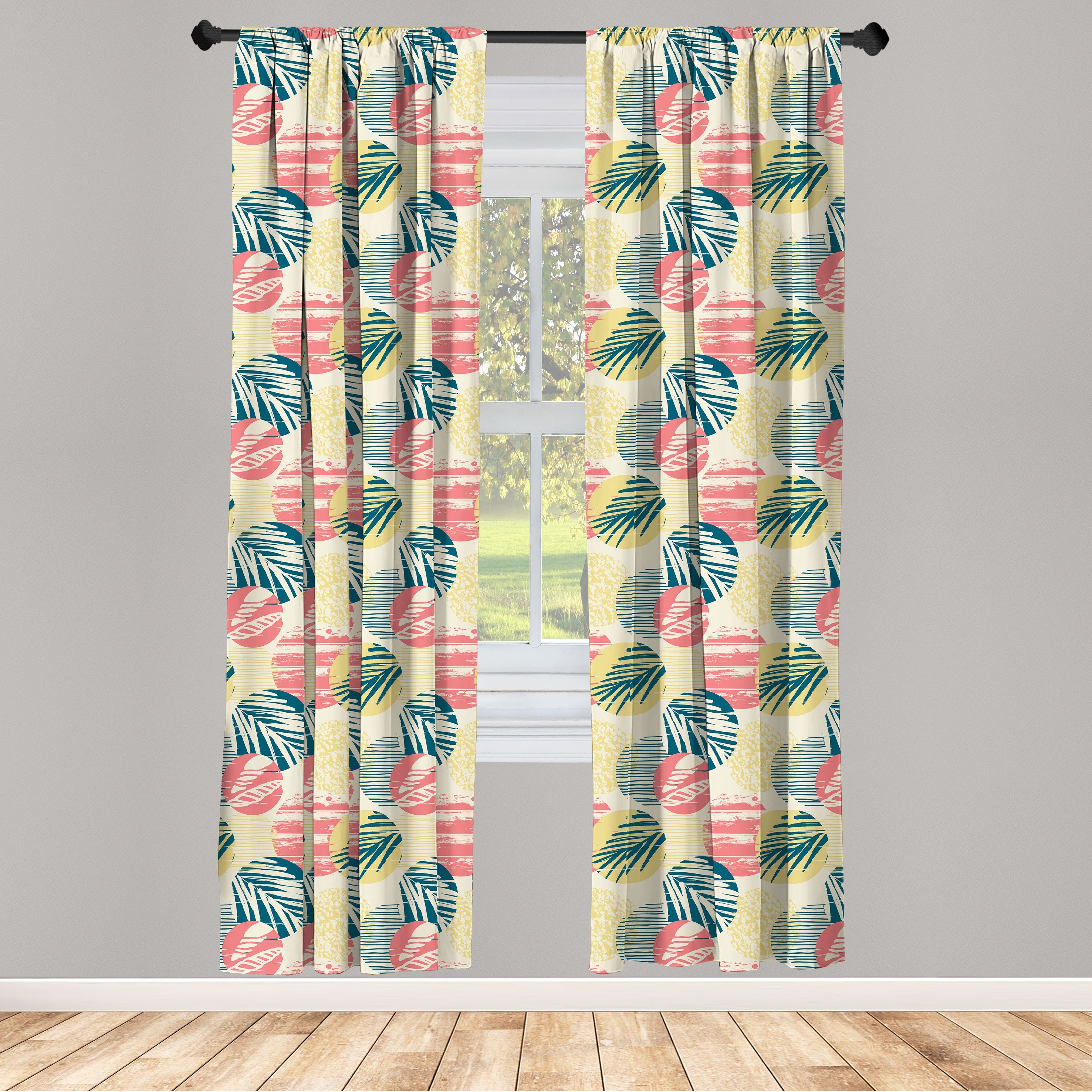 Gardine Vorhang für Wohnzimmer Schlafzimmer Dekor, Abakuhaus, Microfaser, Palme Grunge Brasilien Blätter