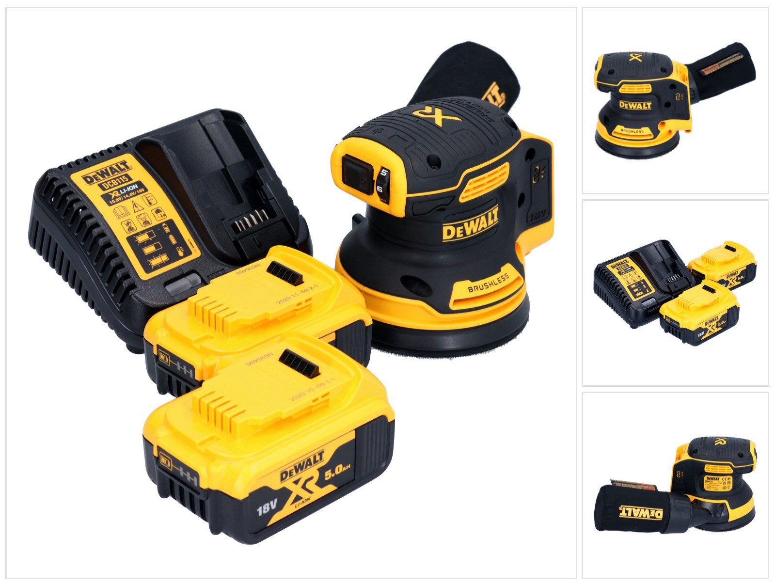DeWalt Exzenterschleifer DCW 210 P2 Akku Exzenterschleifer 18 V 125 mm Brushless + 2x Akku 5,0