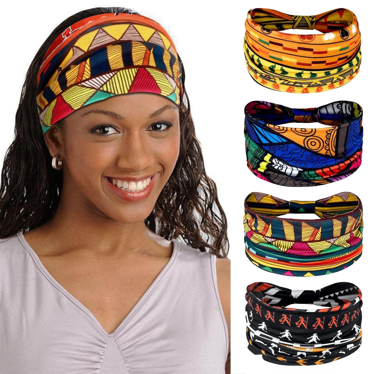 Zaewry Stirnband Damen Haarband Afrika Haarbänder Boho Haarreifen (4-St) (4-St)