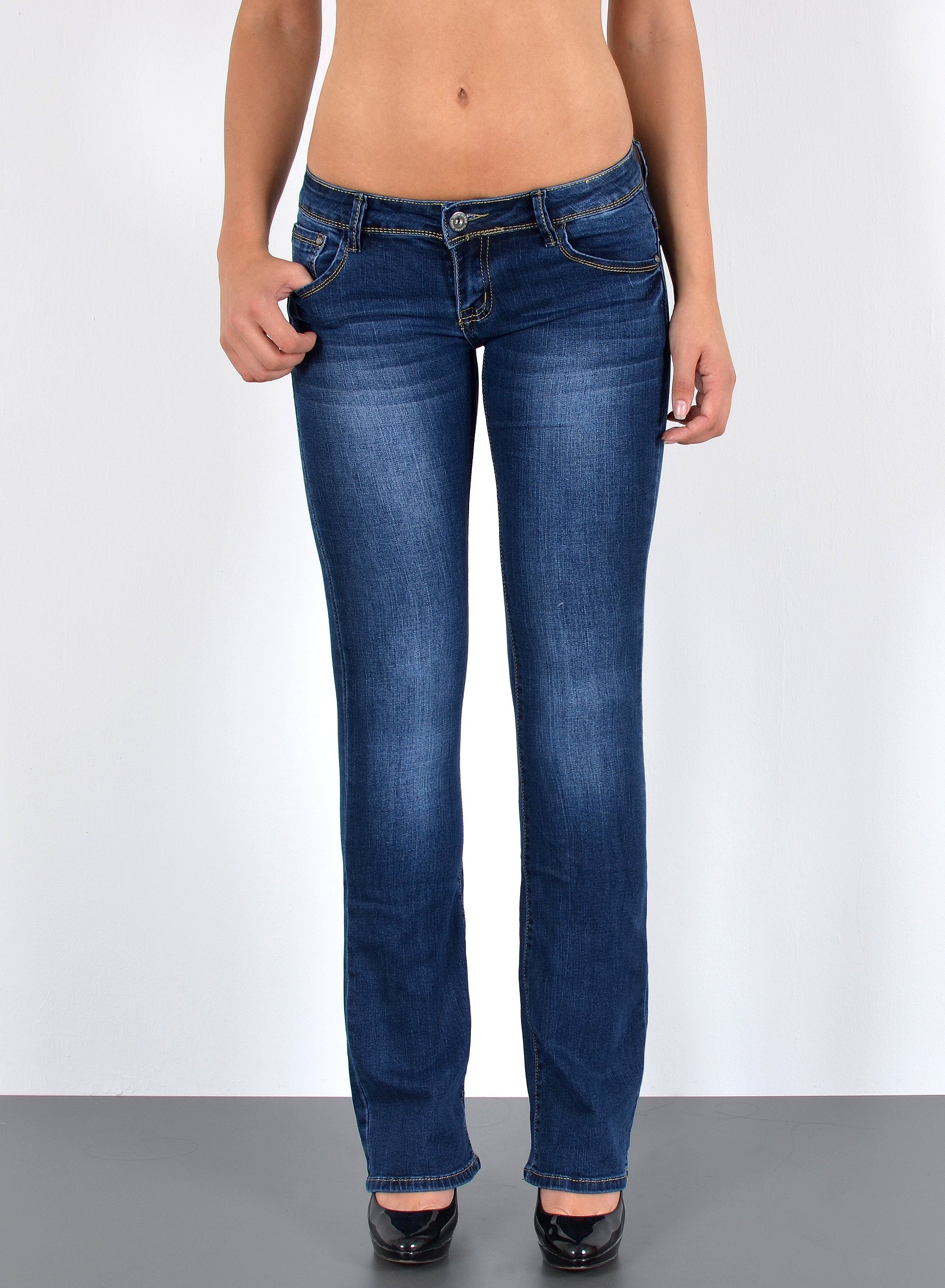ESRA Bootcut-Jeans Low Waist Jeans Damen Bootcut Stretch Flared Jeans Wide Leg Jeans B2 Bootcut Jeans Damen Schlaghose weites Bein Flared Jeans Schlag Jeans