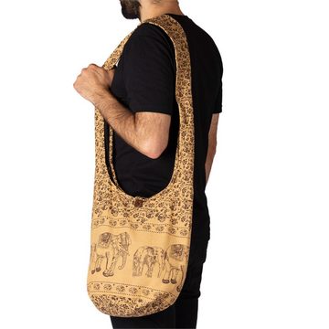 PANASIAM Umhängetasche Schulterbeutel Elefant Schultertasche aus 100% Baumwolle in 2 Größen, Beuteltasche als Wickeltasche Handtasche oder Strandtasche geeignet