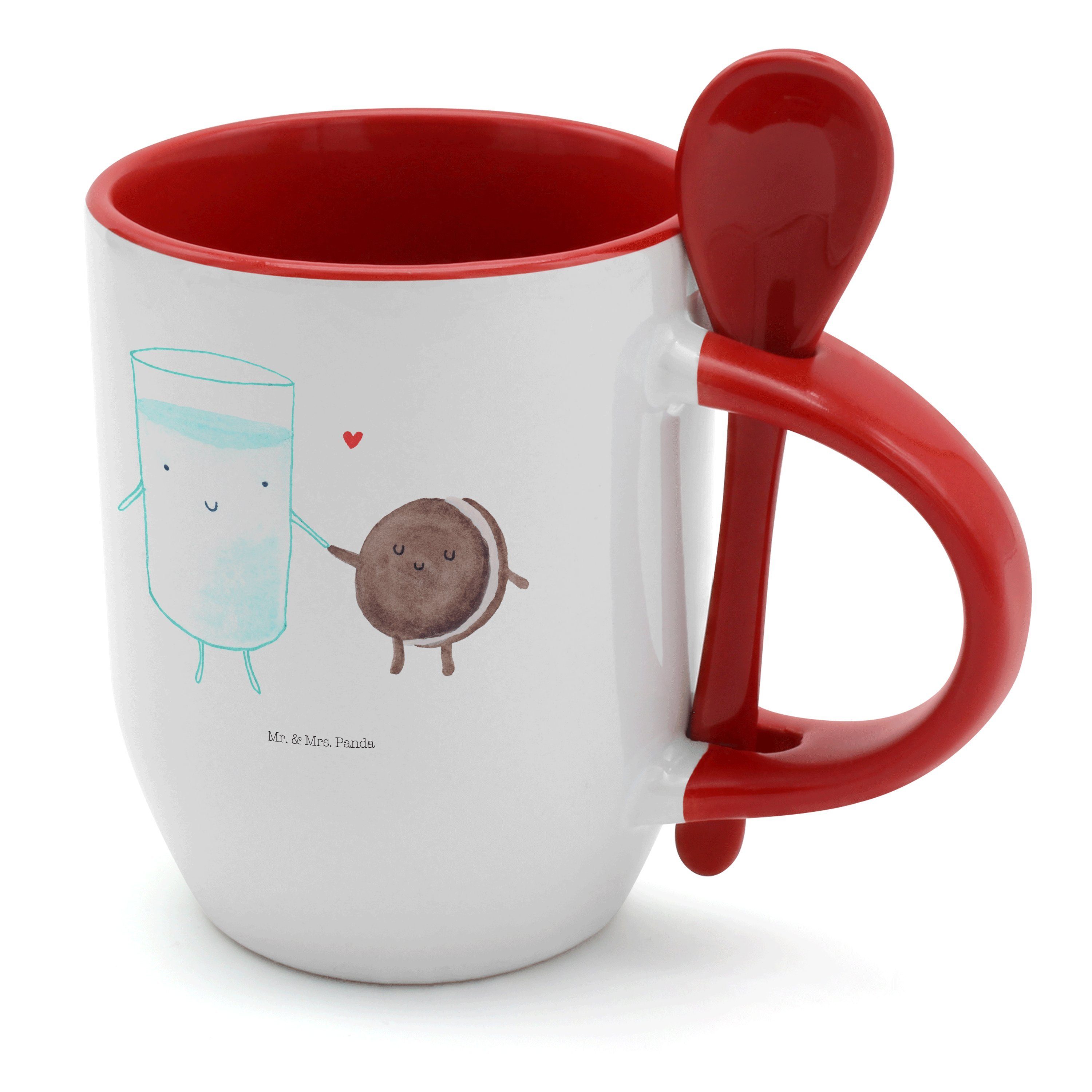 Mr. & Mrs. Panda Tasse Milch & Keks - Weiß - Geschenk, lustige Sprüche, Tasse, Kaffeebecher, Keramik