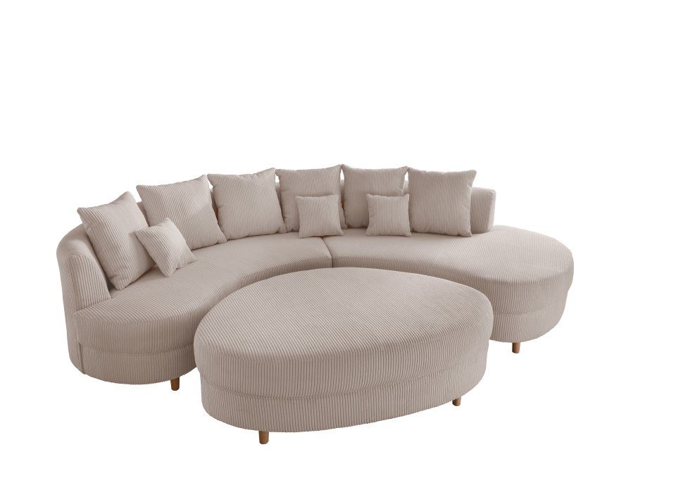 mit stellbar, inklusive Raum frei Lisboa, Big-Sofa Myhomelando XXL-Hocker, Beige im Kissen