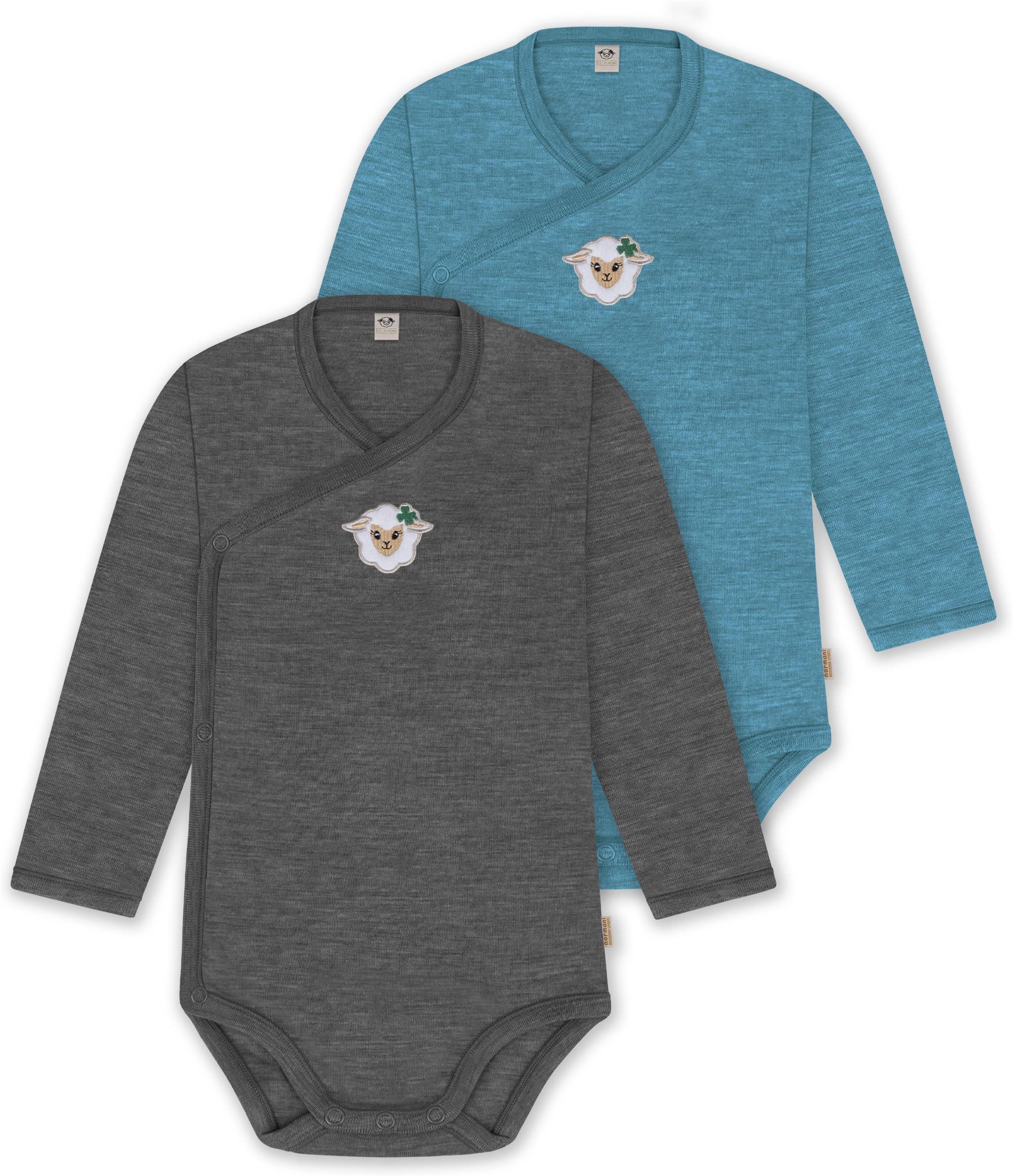 Langarmwickelbody 2er Pack Bio Baby-Body Langarm Wickelbody