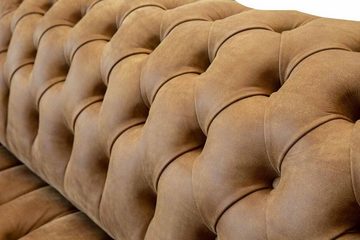 JVmoebel Chesterfield-Sofa 4-SITZER-SOFA AUS BRAUNEM UND BRAUNEM CHESTERFIELD-SOFTLEDER