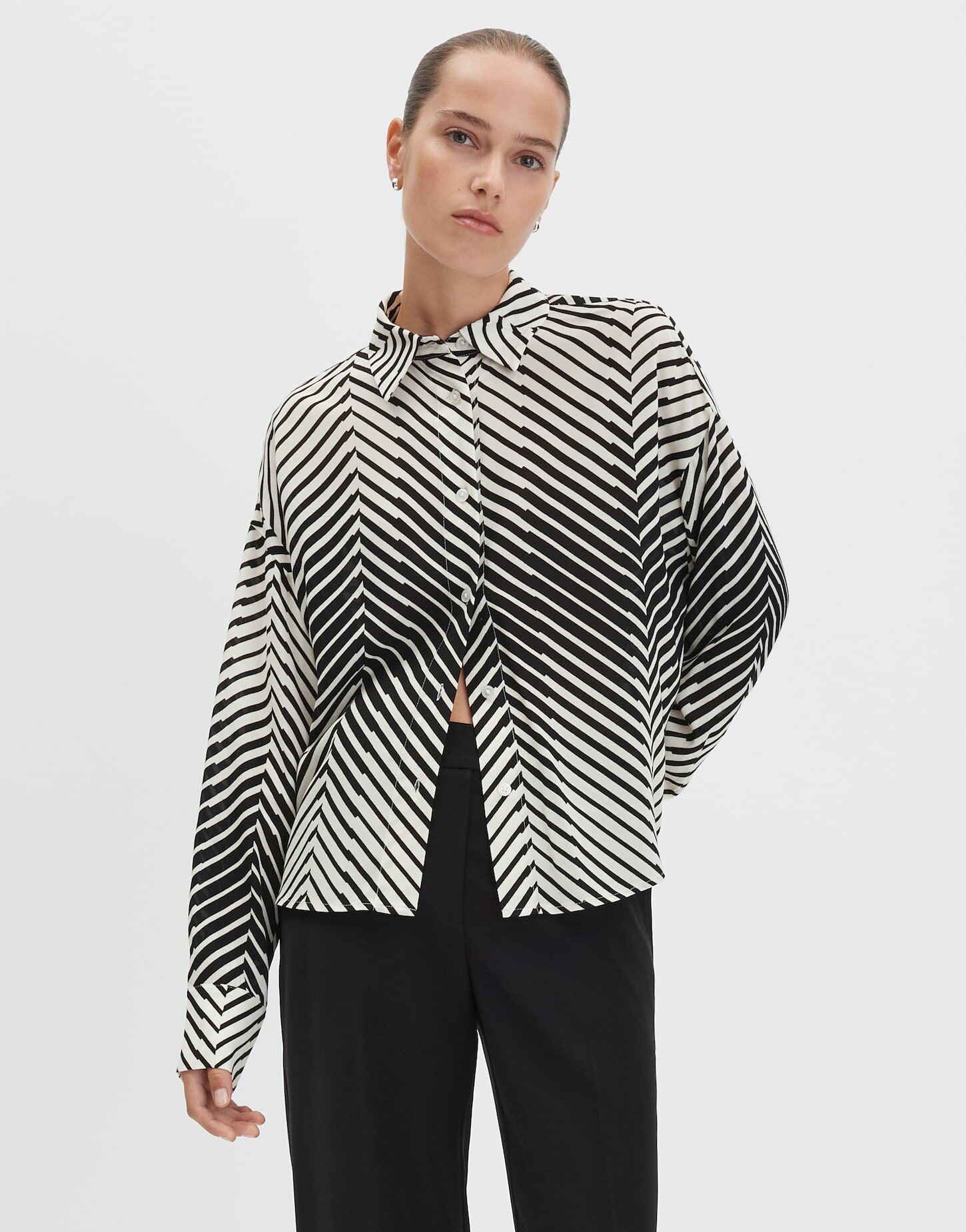 someday Langarmbluse Zerina normale Passform, Hemdblusenkragen, glatter Gri günstig online kaufen