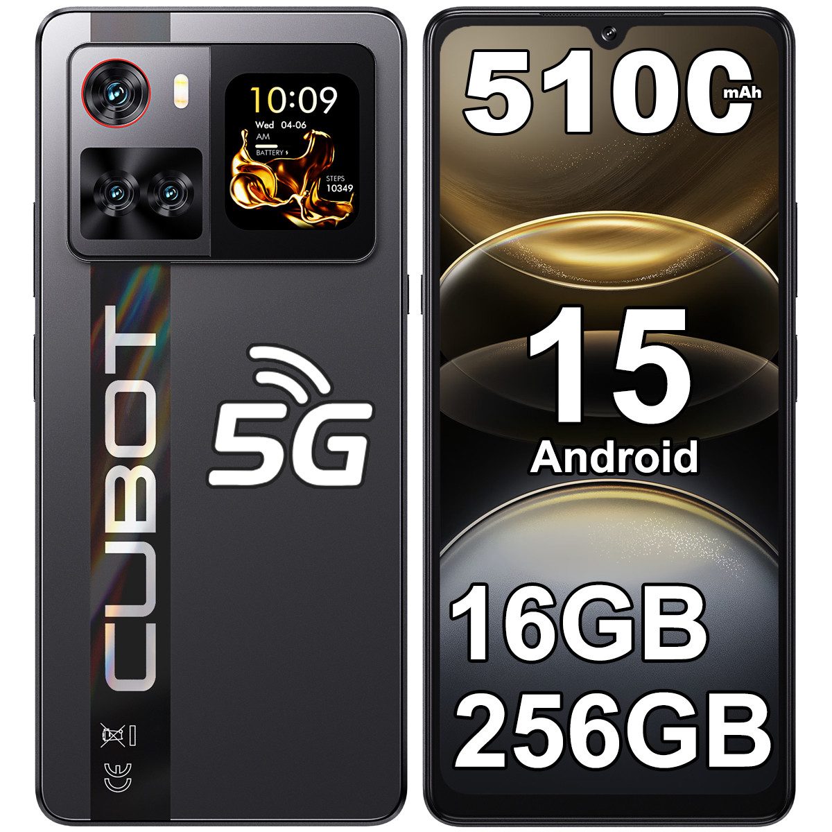 Cubot X100 5G Smartphone (17,47 cm/6.88 Zoll, 256 GB Speicherplatz, 64 MP Kamera, Android 15, 5100mAh, 6.88" HD+ 120Hz, NFC, GPS, Face Unlock)