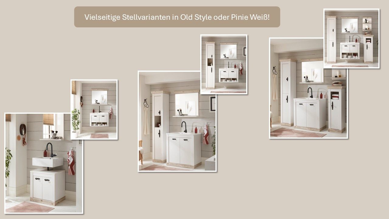 Home affaire Badspiegel Florenz, Spiegel im Landhausstil, in Pinie Weiß, mit Ablagefläche, Breite 60 cm – Bild 4 von 5