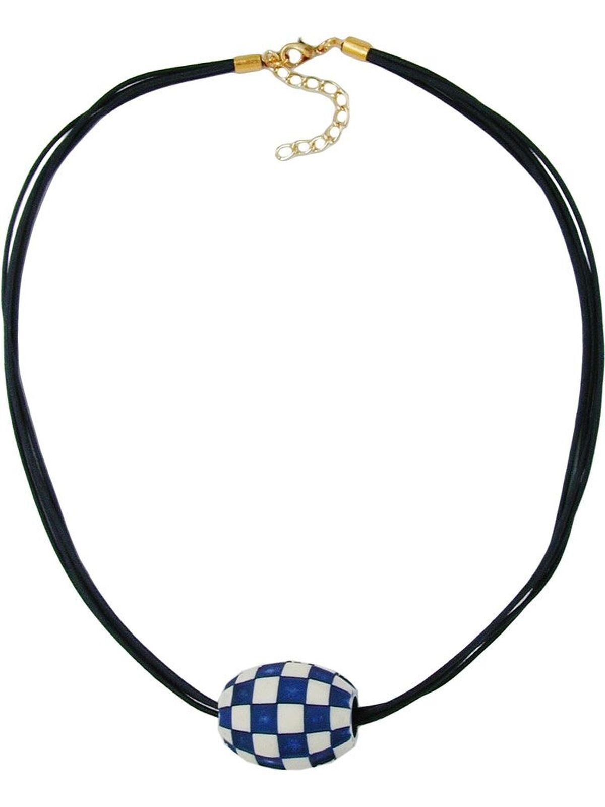 Gallay Perlenkette Kette Olive, elfenbein-blau (1-tlg)