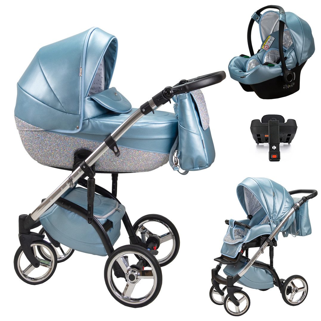BabyMerc Kombi-Kinderwagen Vip Lux 5 in 1 inkl. Sportsitz, Autositz und Iso Base in 21 Farben