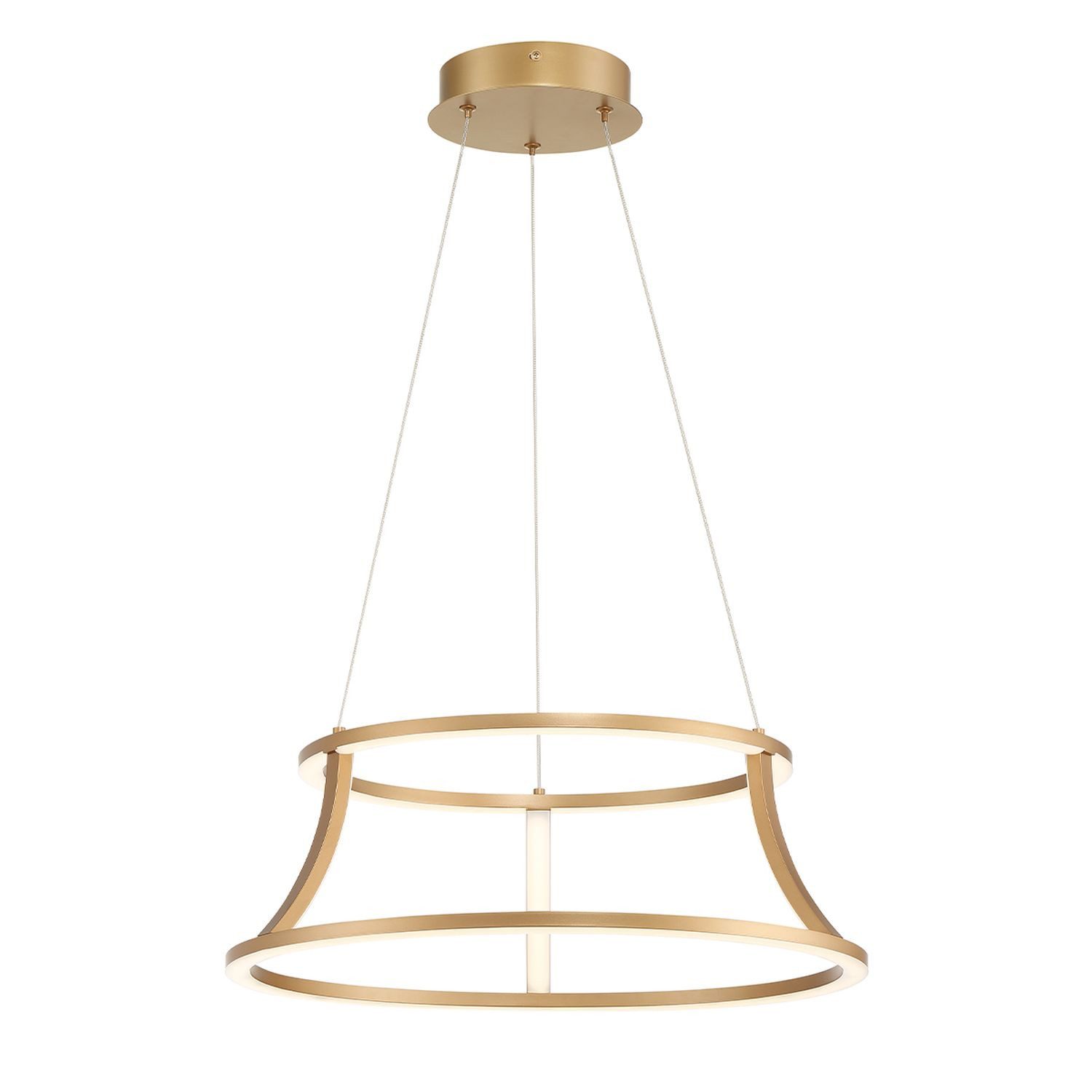Licht-Erlebnisse Pendelleuchte ALBIN, LED, Warmweiß, LED rund Ø 51 cm H: max. 167.6 cm Metall in Gold 3000 K 1490 lm Modern