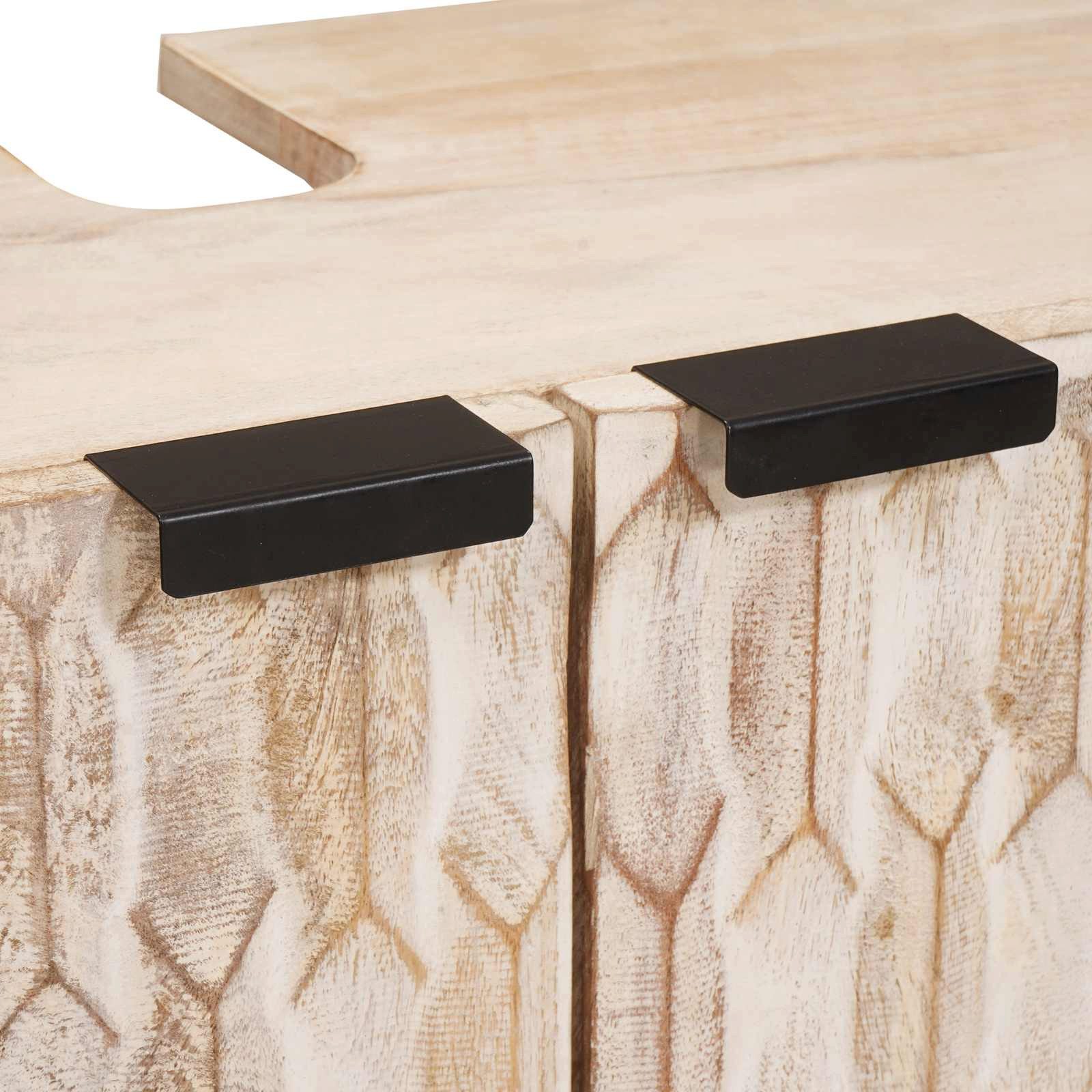 vidaXL Badezimmer-Set Waschbeckenschrank Weiß 62 x 33 x 58 cm Massivholz, (1-St)