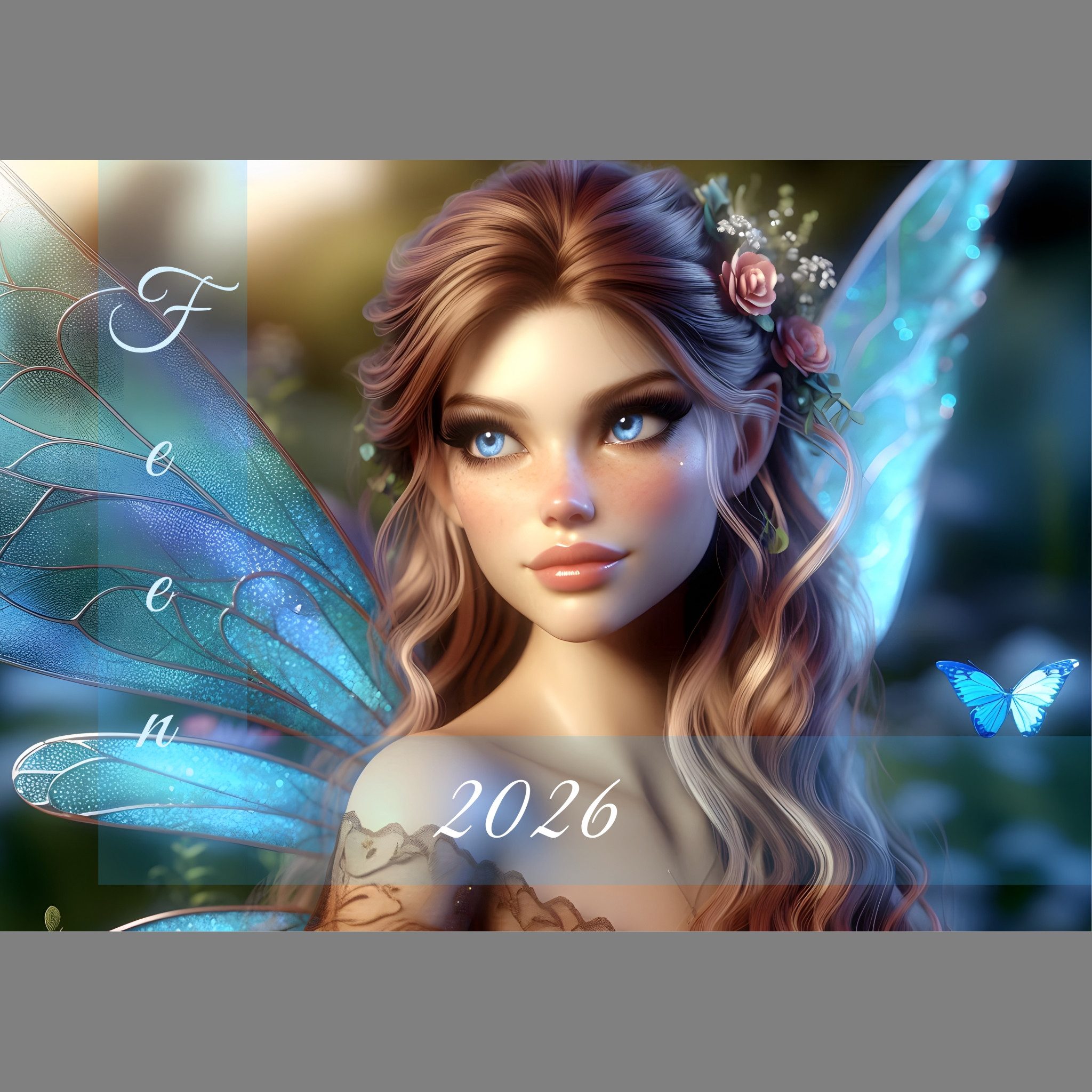 raxxa Wandkalender Fabelwesen Feen 2026 - quer