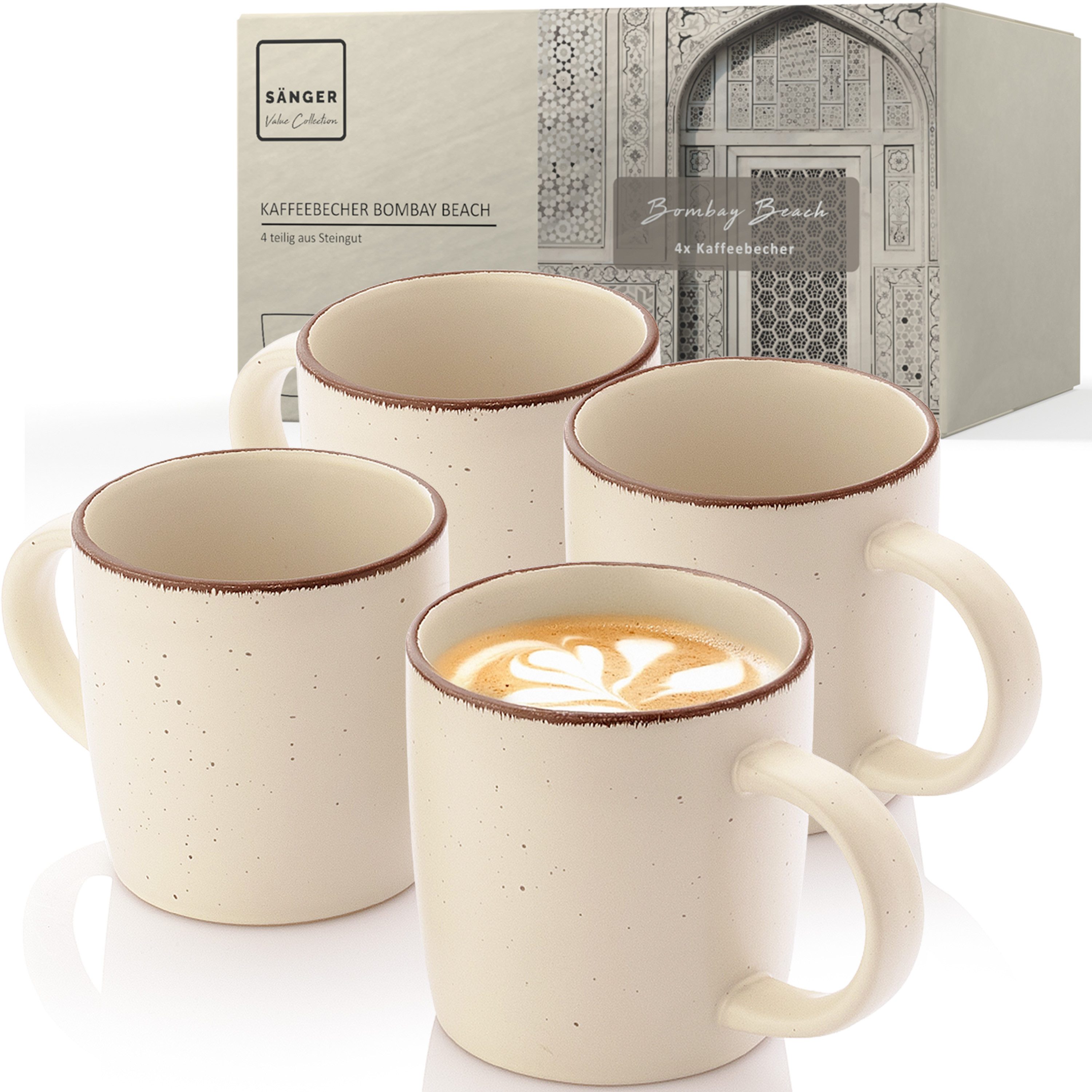 SÄNGER Becher Bombay, Steingut, 4 tlg. Bombay Beach Kaffeebecher, beige, VALUE COLLECTION