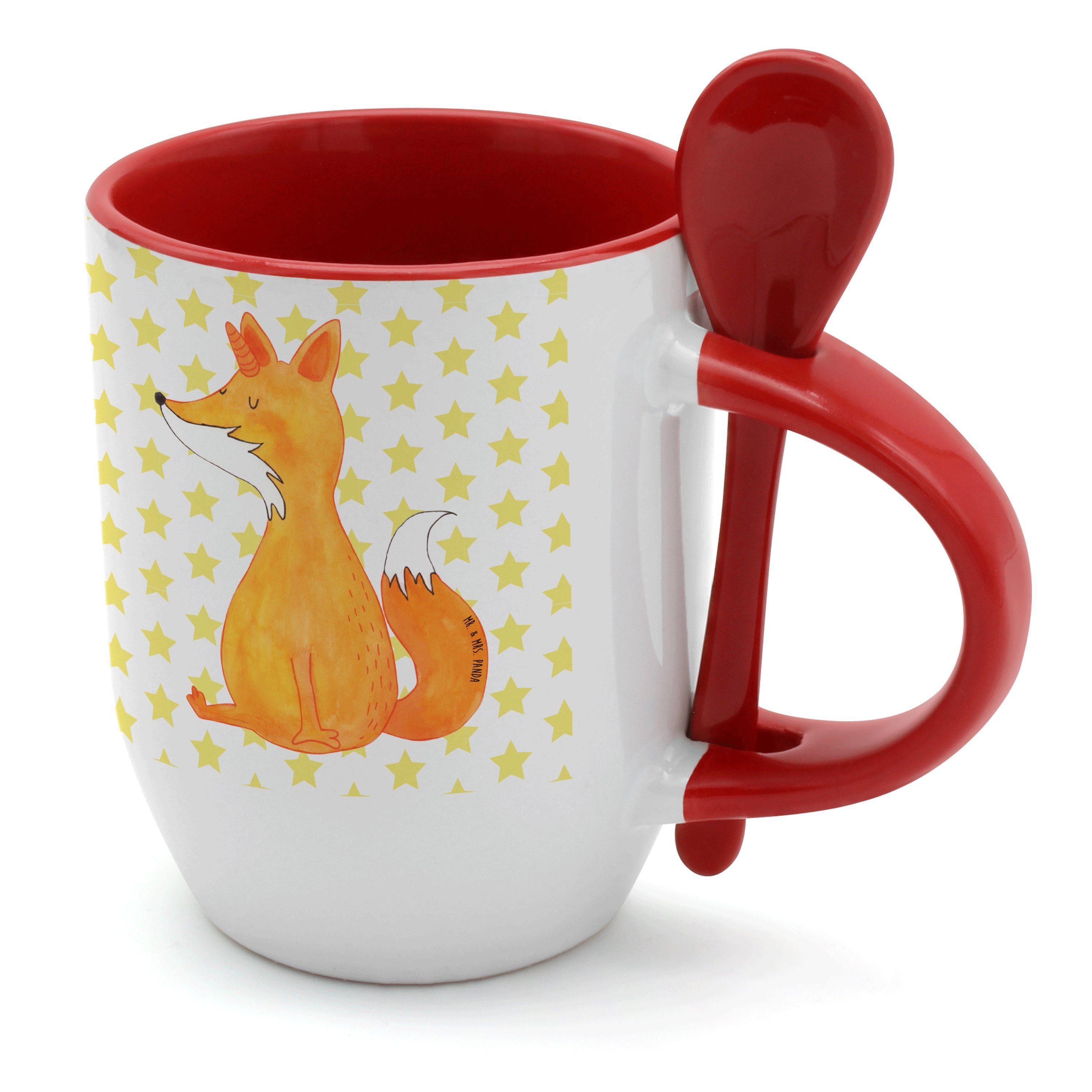 - - Geschenk, Mrs. & Tasse, Wunsch Fuchshörnchen Tassen, Weiß Tasse Mr. Tasse, Füchse, Keramik Panda