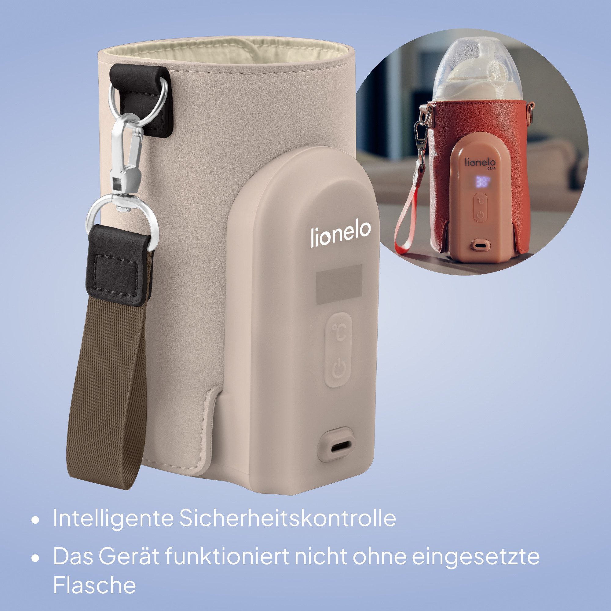 lionelo Babyflaschenwärmer THERMUP GO EVO, USB-C/4500mAh/9 Std. Betrieb