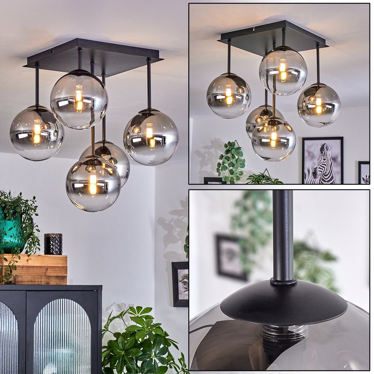 hofstein Deckenleuchte Deckenlampe aus Metall/Glas in günstig online kaufen