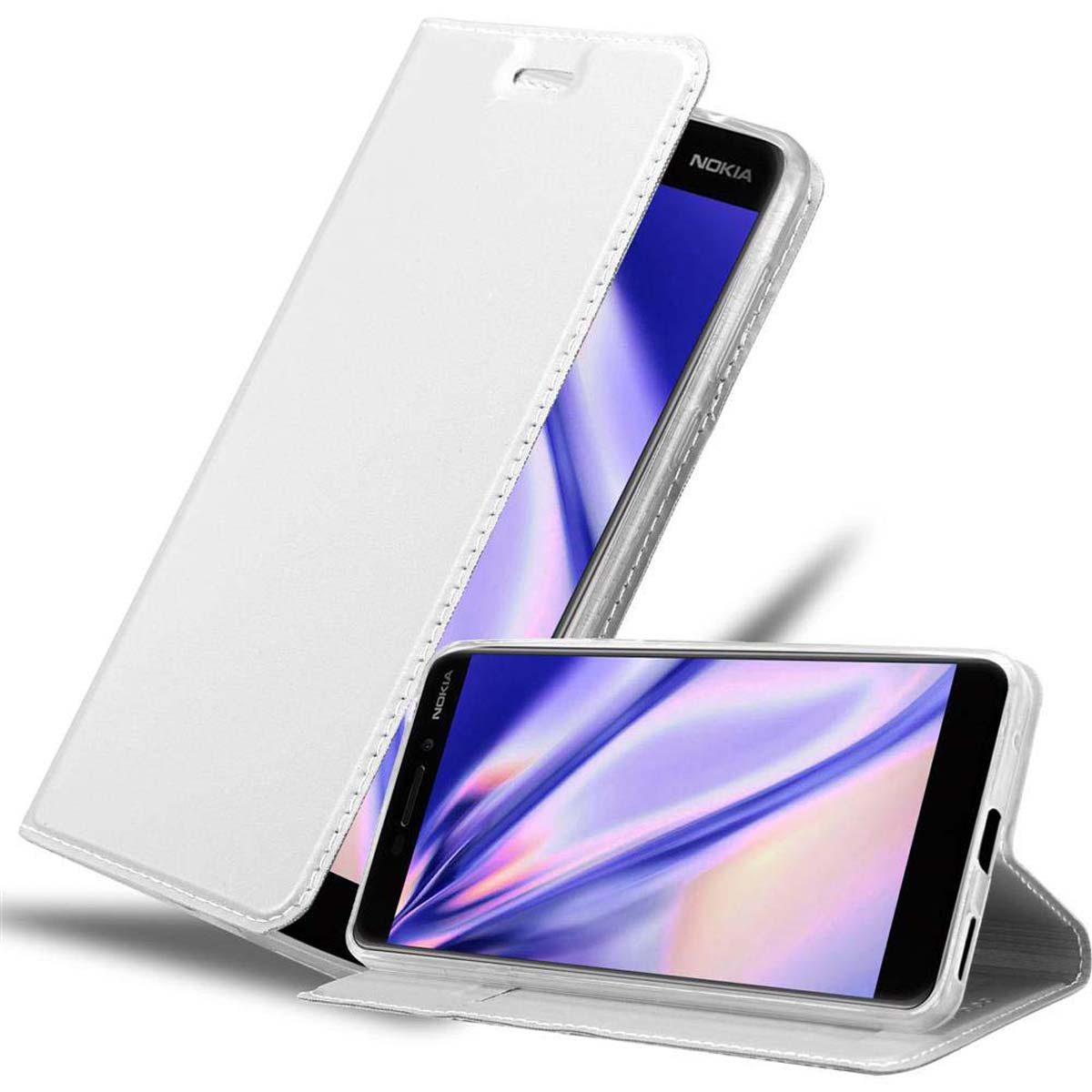 Cadorabo Handyhülle für Nokia 6.1 Hülle Nokia 6.1, Schutzhülle Hülle mit Standfunktion, Magnetverschluss und Kartenfach