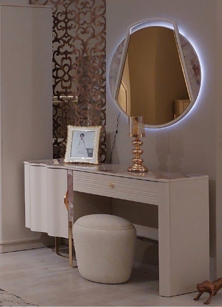 Schlafzimmer in Made Spiegel), Schminktisch Schminktisch Luxus Spiegel mit JVmoebel Modern Komplett Schminktisch, (2-St., Design Europa