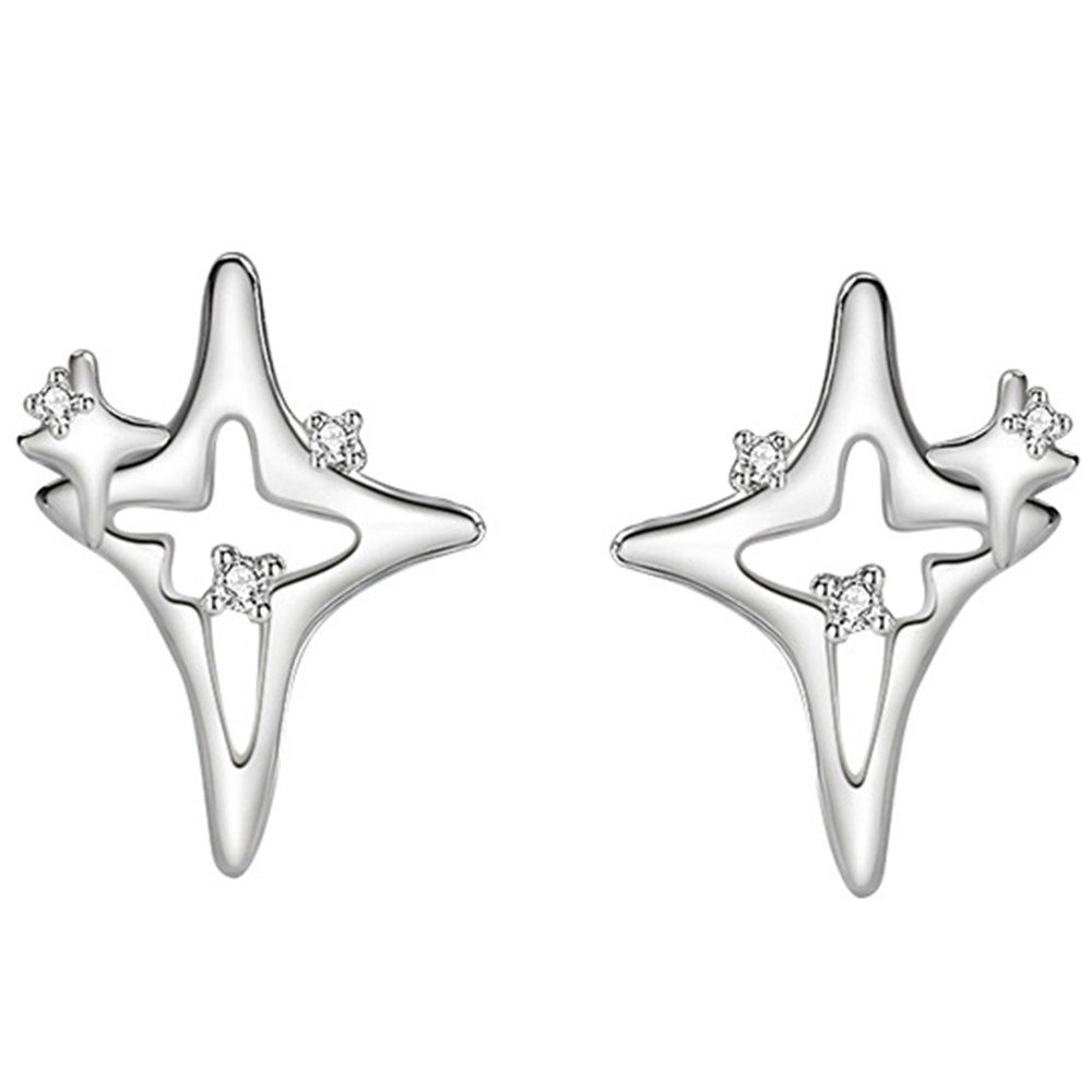 s925 Paar Frauen Stern-Ohrringe, Ausgehöhlte Sterlingsilber-Ohrringe, Stern-Ohrringe Haiaveng Ohrhänger für