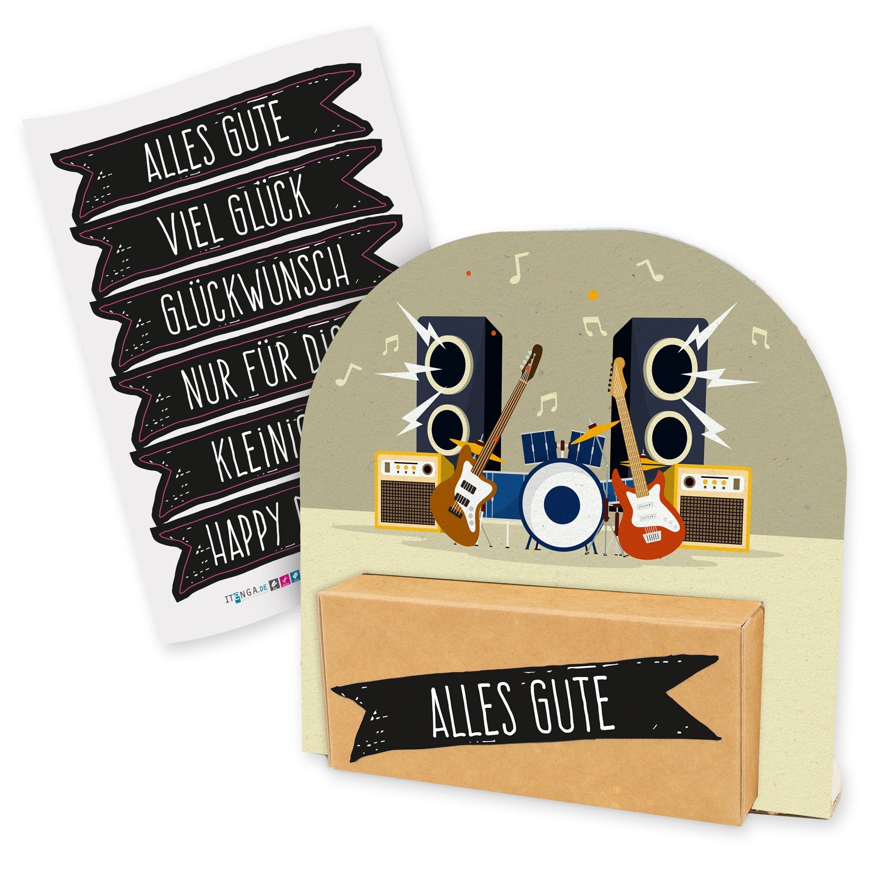 itenga Geschenkbox itenga Geldgeschenkverpackung Instrumente Konzert Bühne (Moti