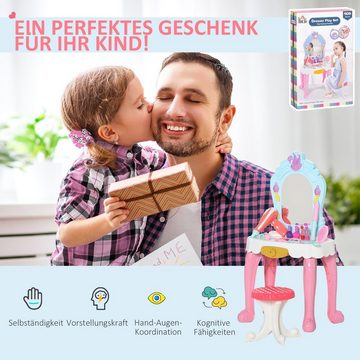 HOMCOM Schminktisch Kinderfrisiertisch-Set mit Hocker und Haartrockner