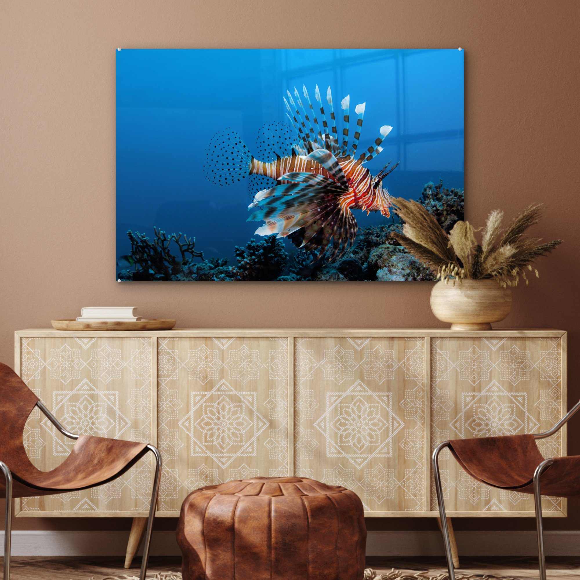 MuchoWow Acrylglasbild - Wohnzimmer St), & Fische Wasser - (1 Korallenteufel, Schlafzimmer Acrylglasbilder