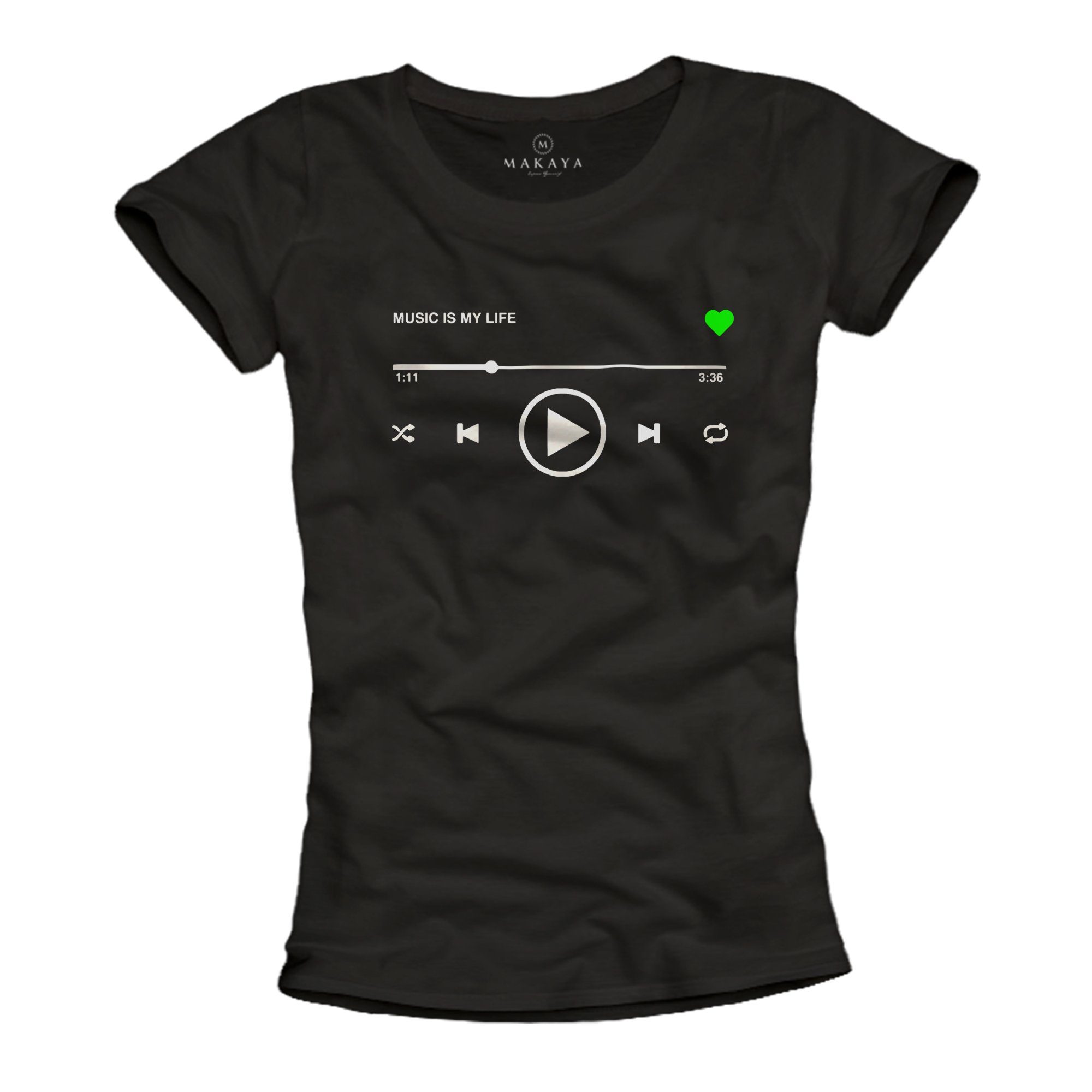 Print-Shirt mit Spruch Damen Herz Motiv Band GYM Sport Training Fitness Top