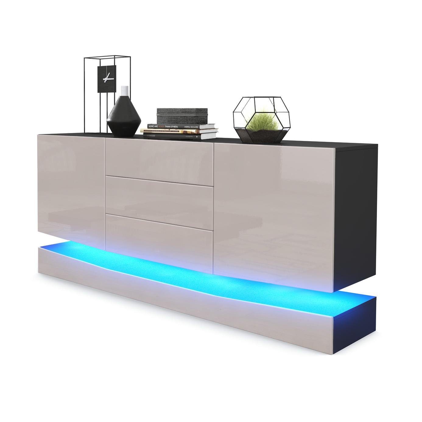 Vladon Sideboard City (Kommode mit 2 Türen, und 3 Schubladen inkl. LED-Bele günstig online kaufen